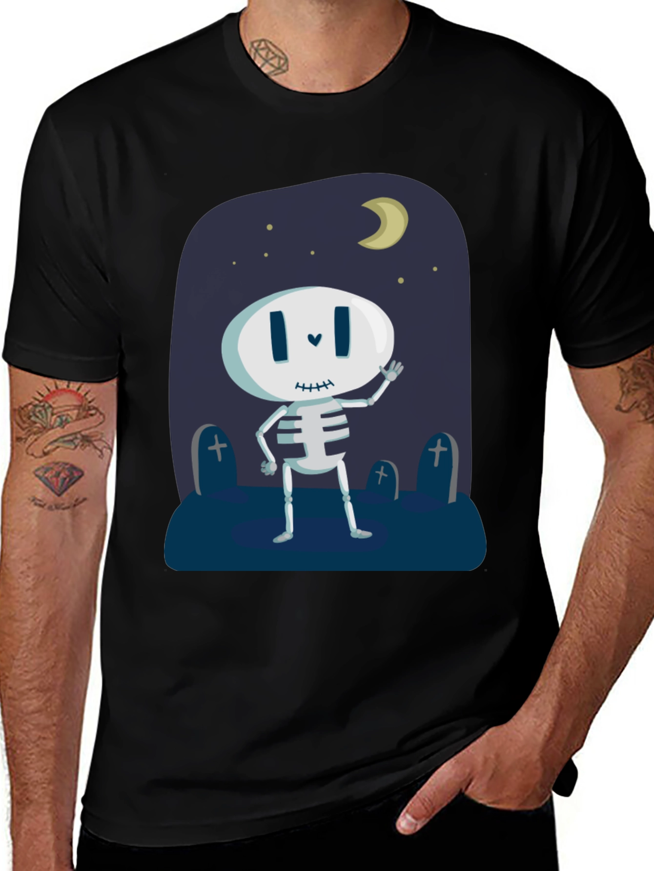 Skeleton Halloween T-Shirt - Spooky Night Design