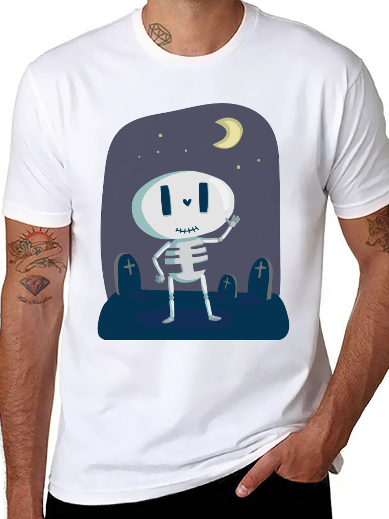 Skeleton Halloween T-Shirt - Spooky Night Design