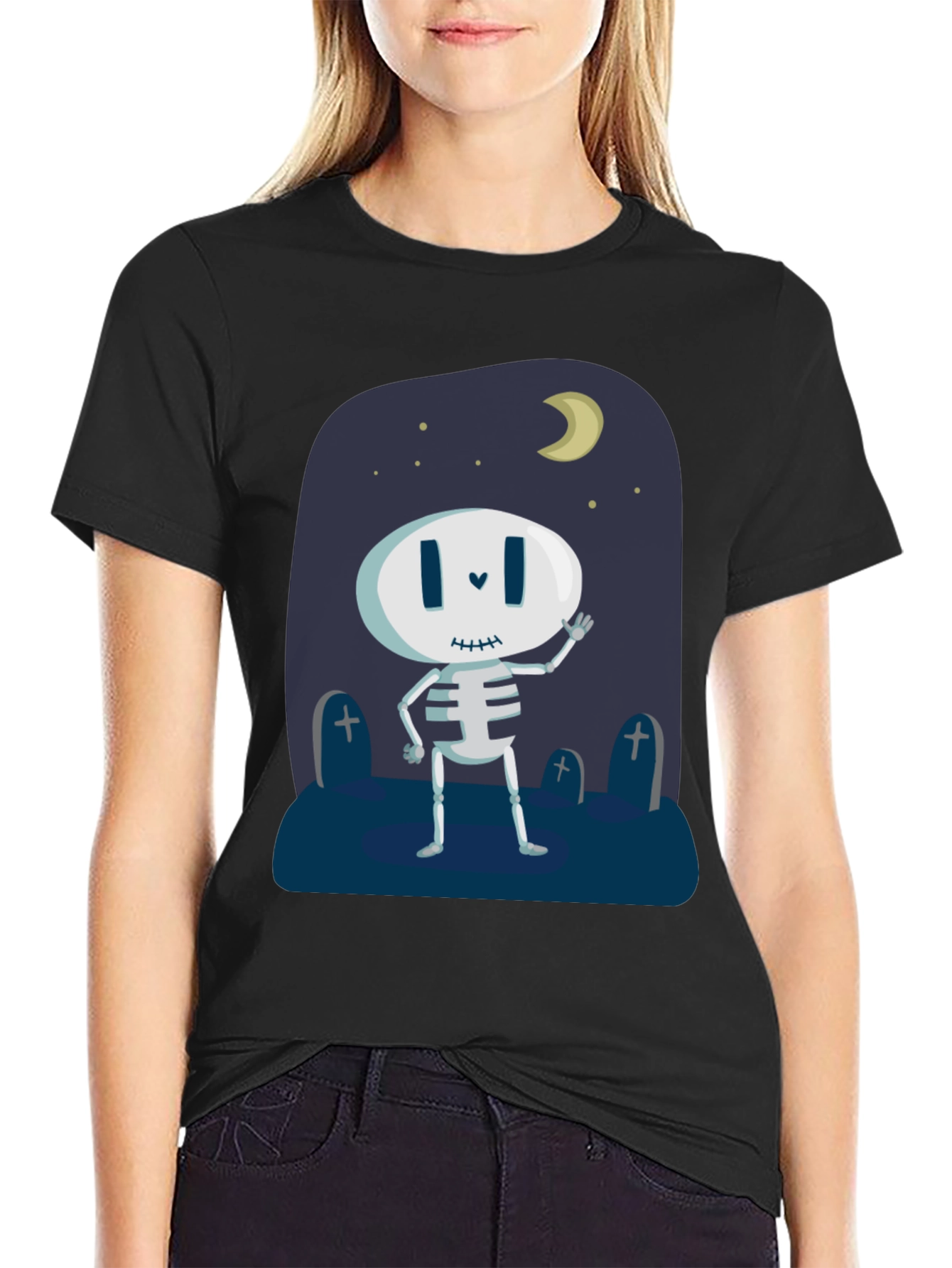Skeleton Halloween T-Shirt - Spooky Night Design