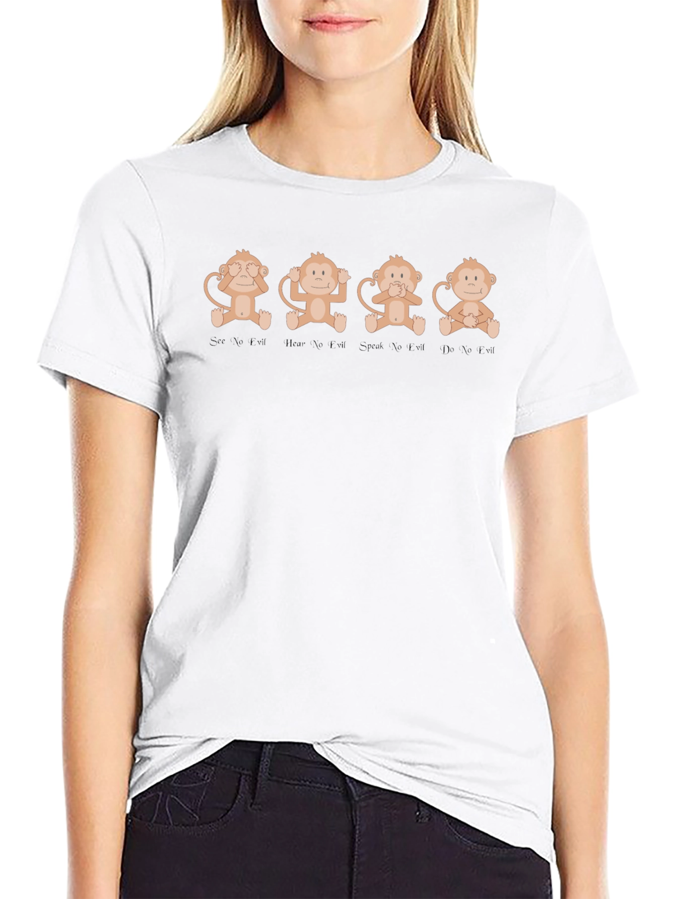 Hear See Speak No Evil Monkey Graphic T-Shirt