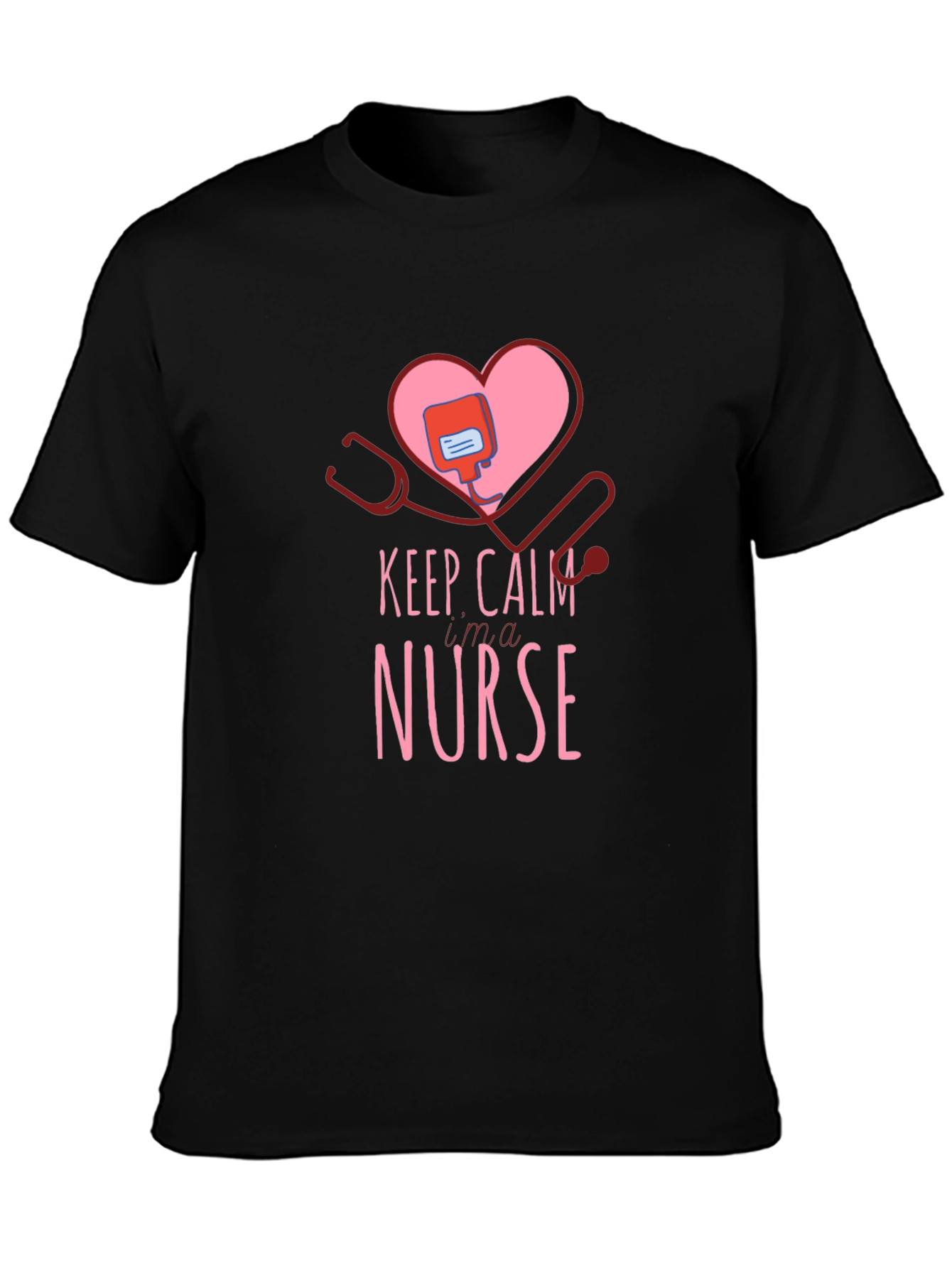 Keep Calm Nurse T-Shirt - Heart Stethoscope Design