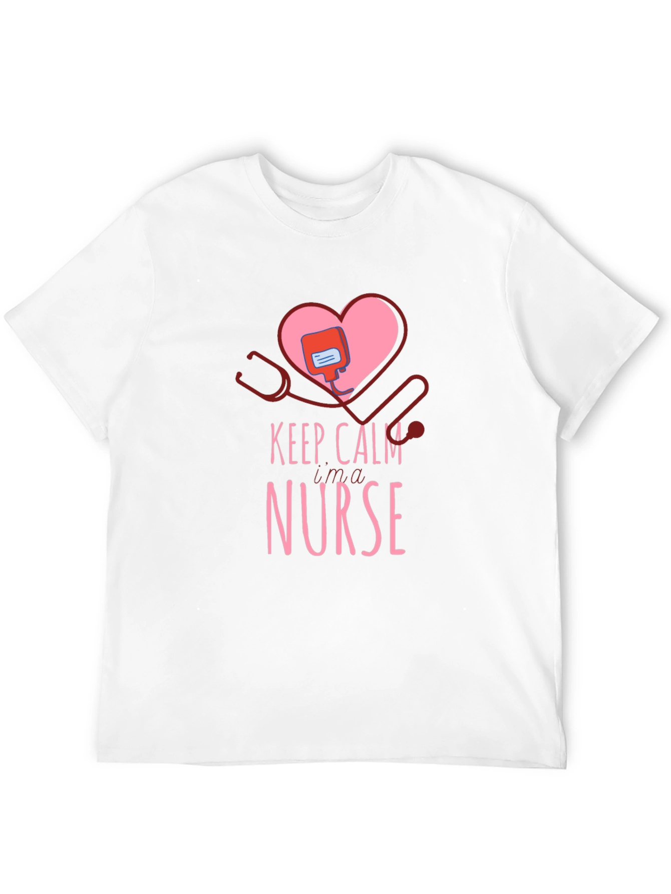 Keep Calm Nurse T-Shirt - Heart Stethoscope Design