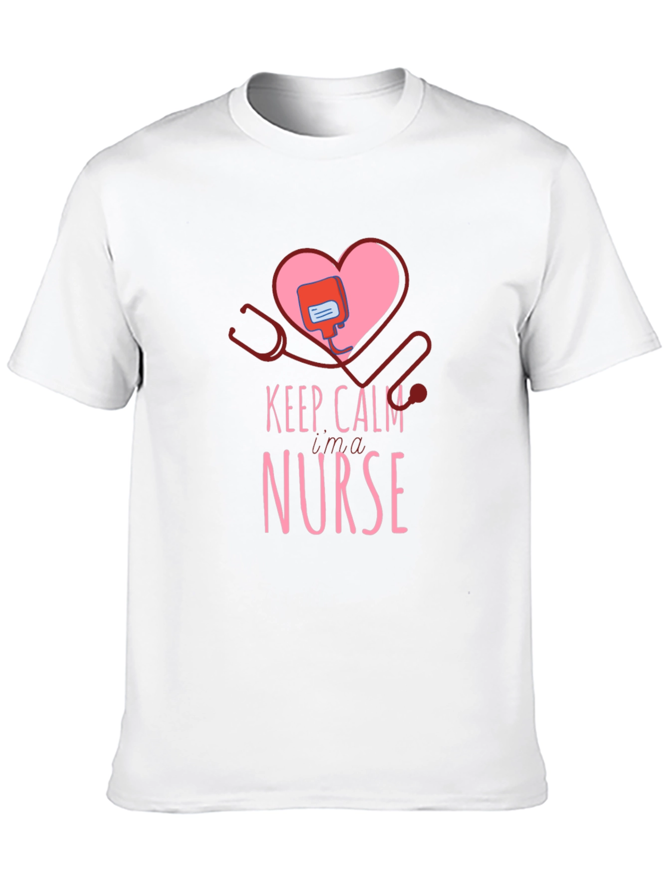 Keep Calm Nurse T-Shirt - Heart Stethoscope Design