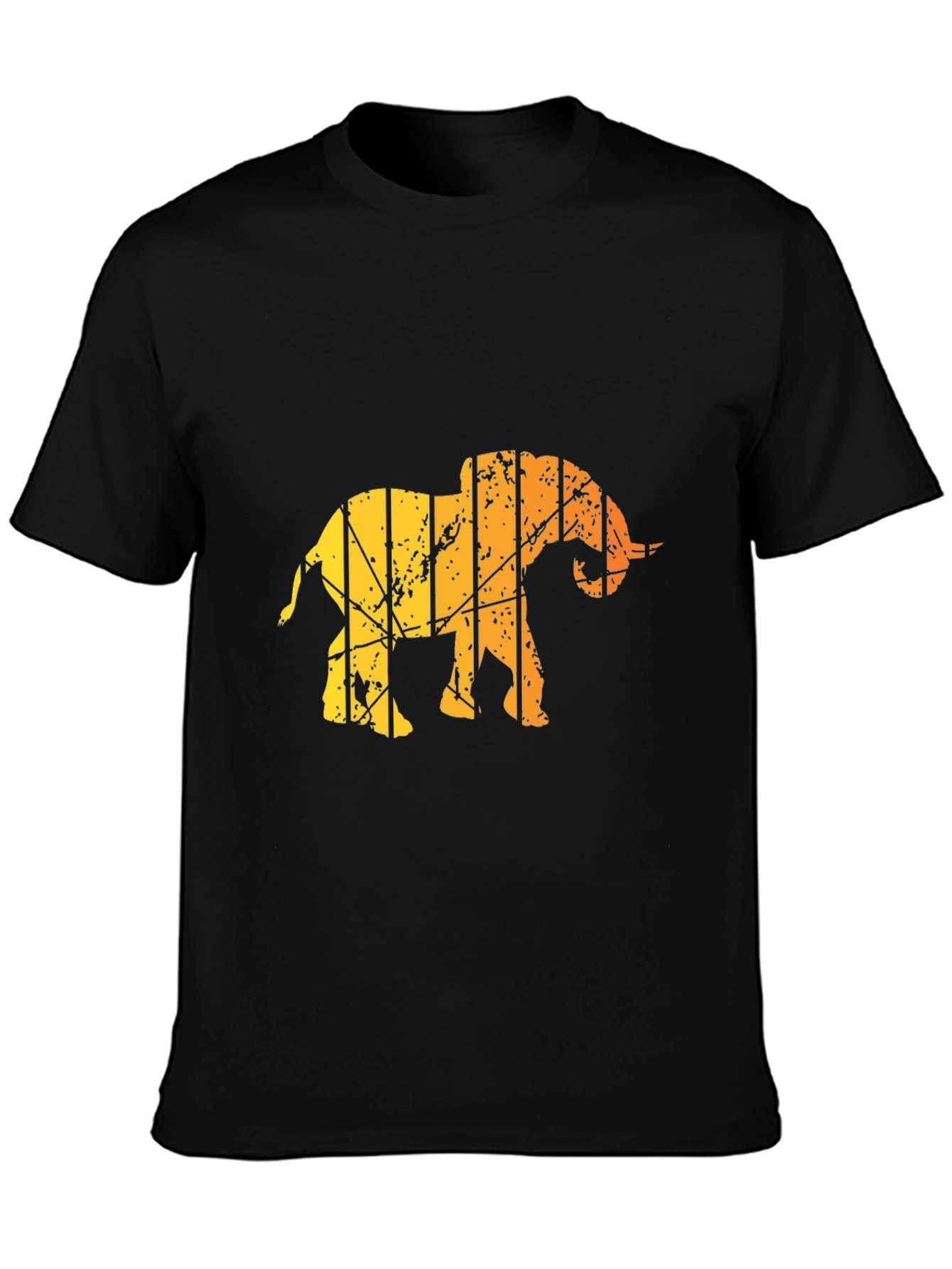 Mens Black T-Shirt - Abstract Elephant Graphic
