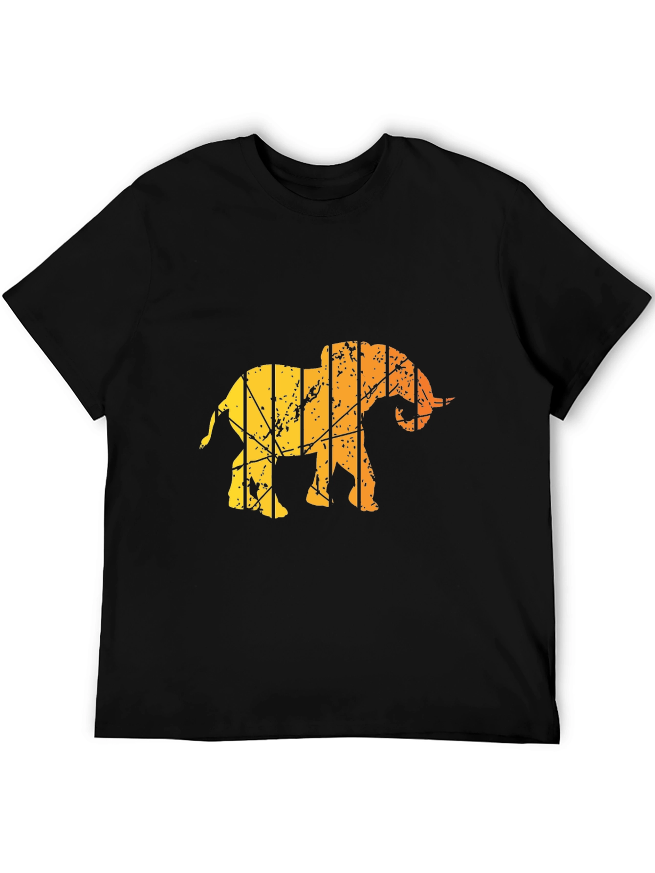 Mens Black T-Shirt - Abstract Elephant Graphic