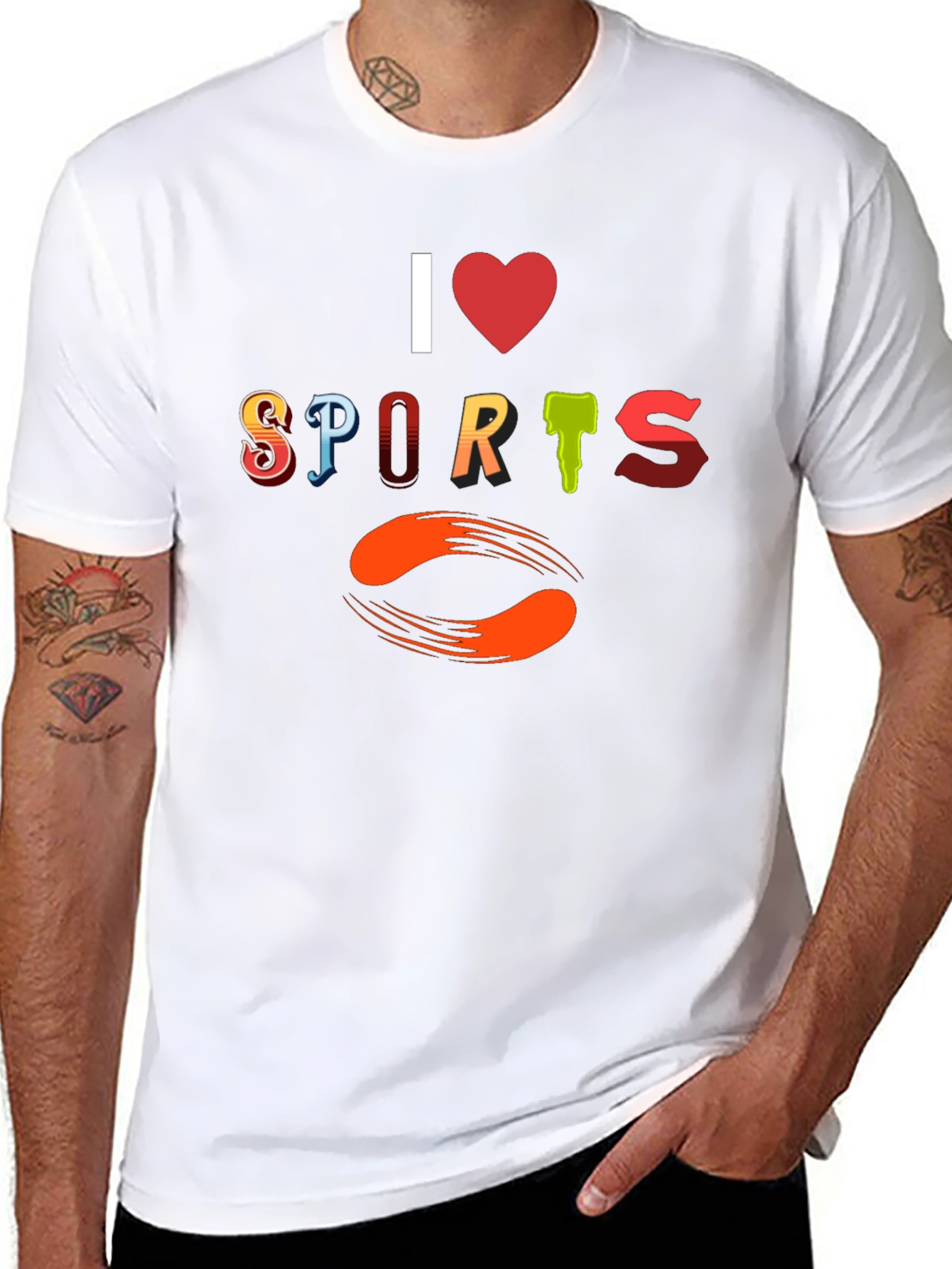 I Love Sports Graphic Print T-Shirt