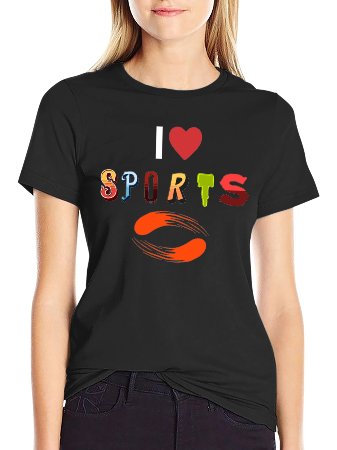 I Love Sports Graphic Print T-Shirt