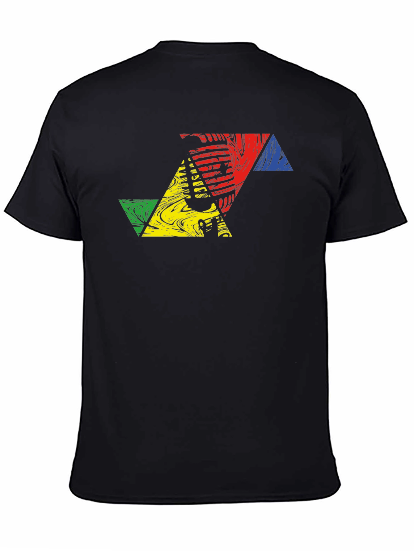 Geometric Triangle Design Black T-Shirt