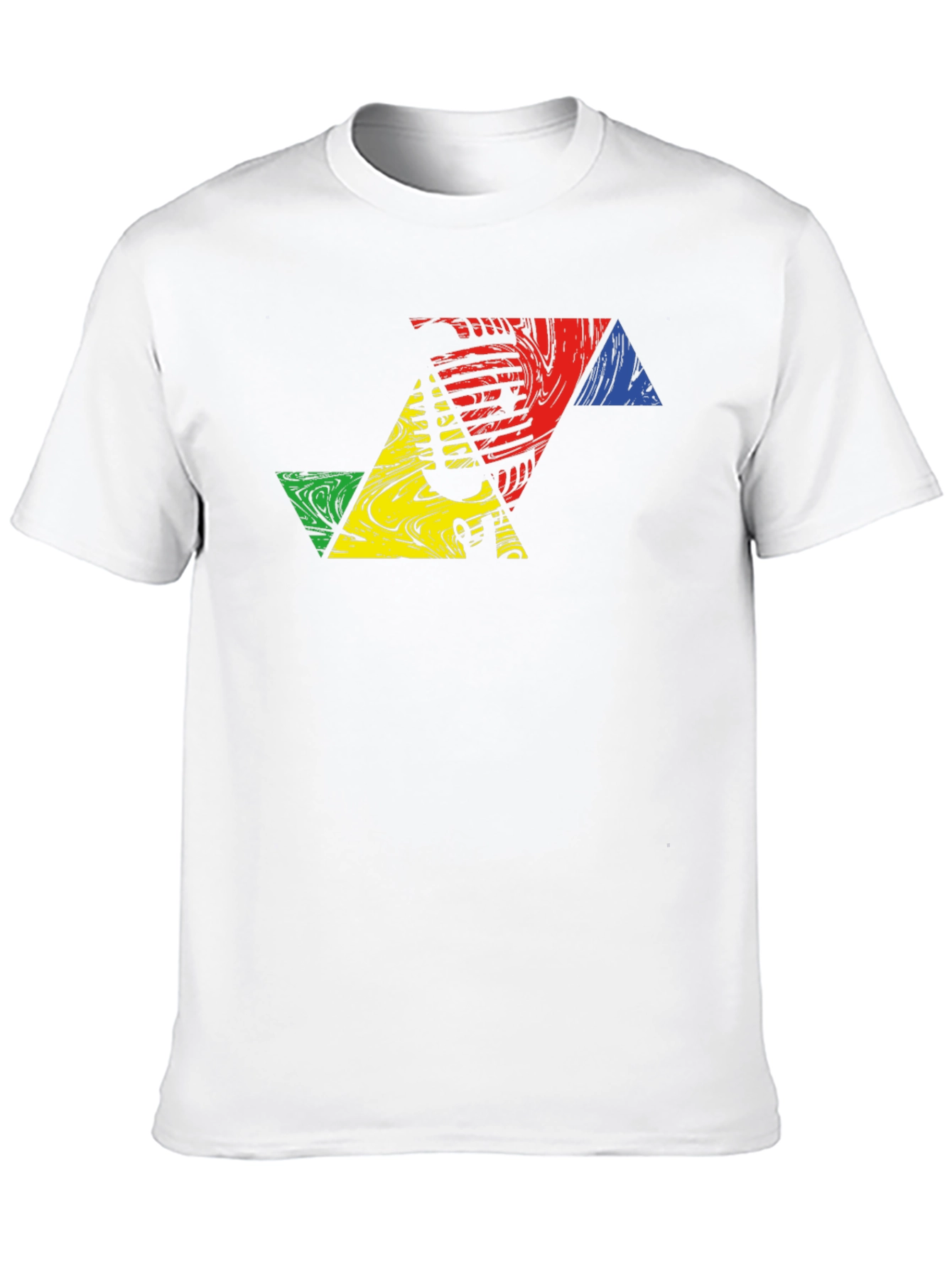 Geometric Triangle Design Black T-Shirt