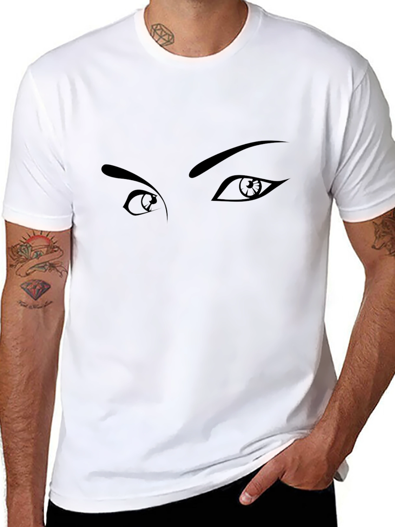 Mysterious Eyes Graphic Tee - Black Cotton T-Shirt