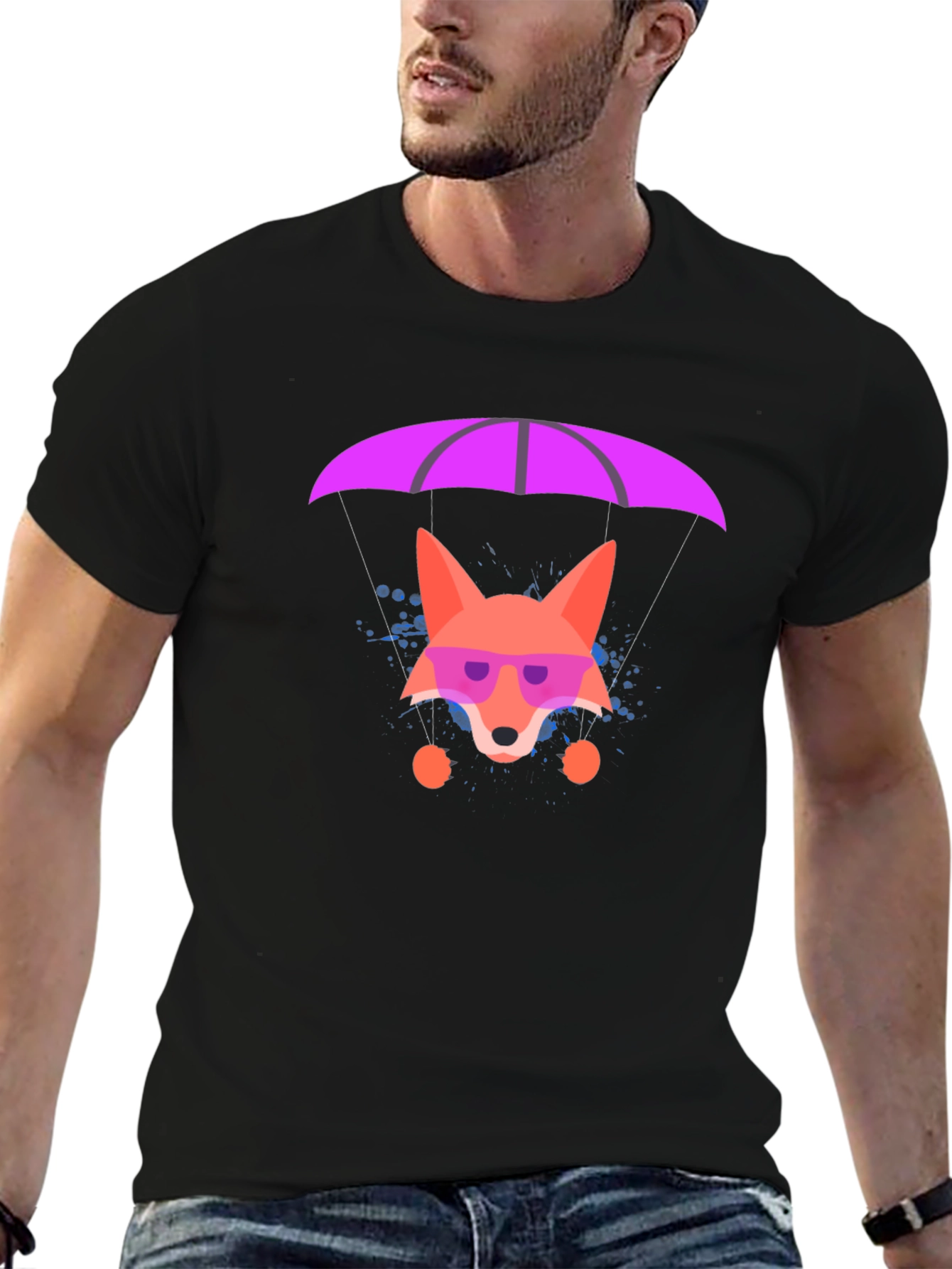 Parachute Fox Graphic Tee - Stylish Black T-Shirt