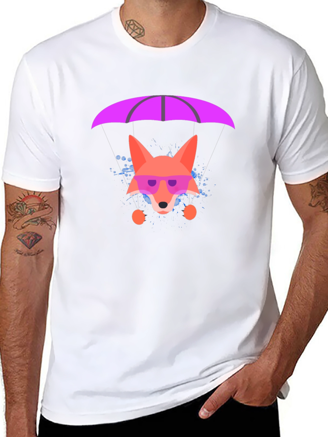 Parachute Fox Graphic Tee - Stylish Black T-Shirt