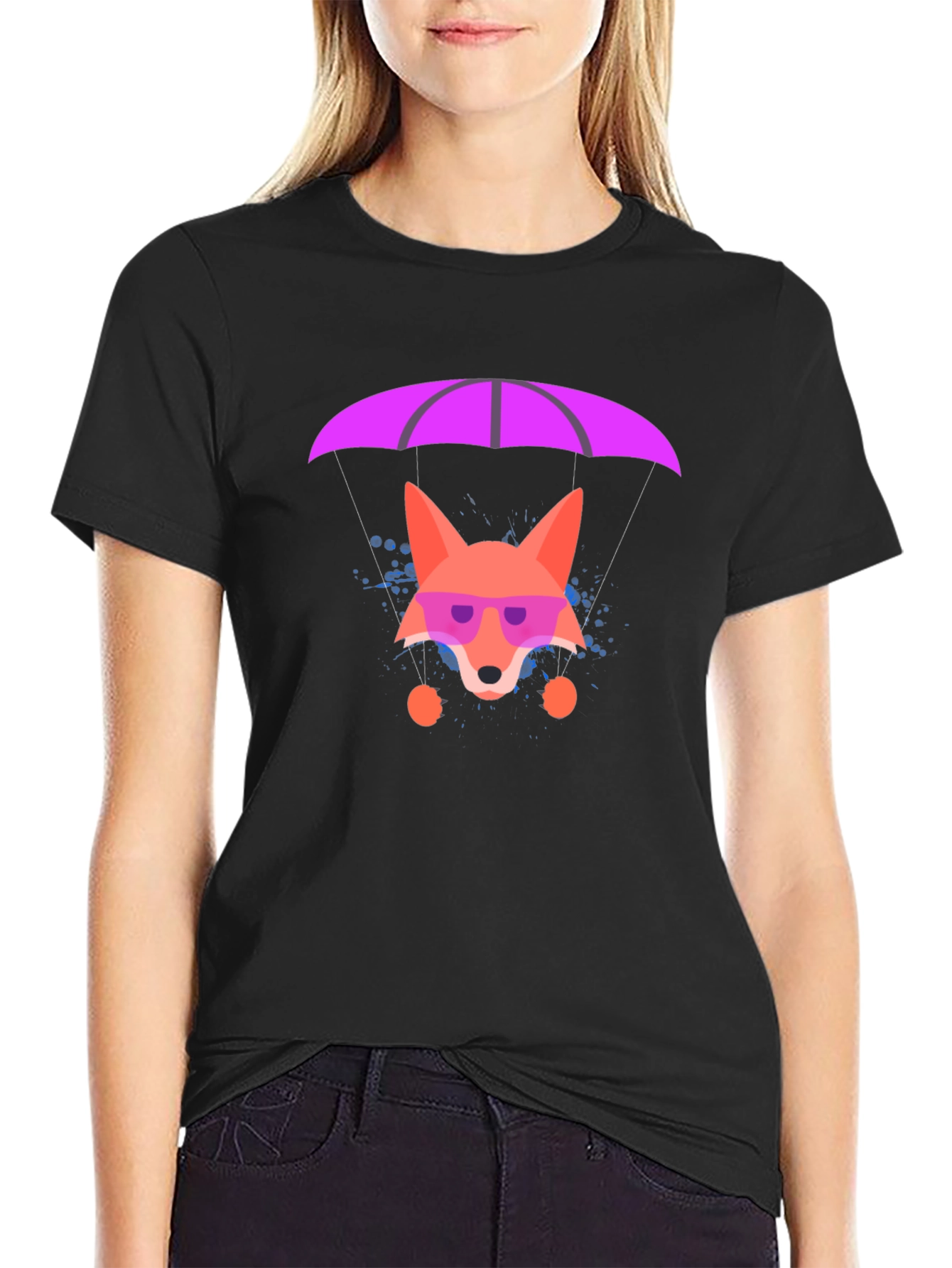 Parachute Fox Graphic Tee - Stylish Black T-Shirt