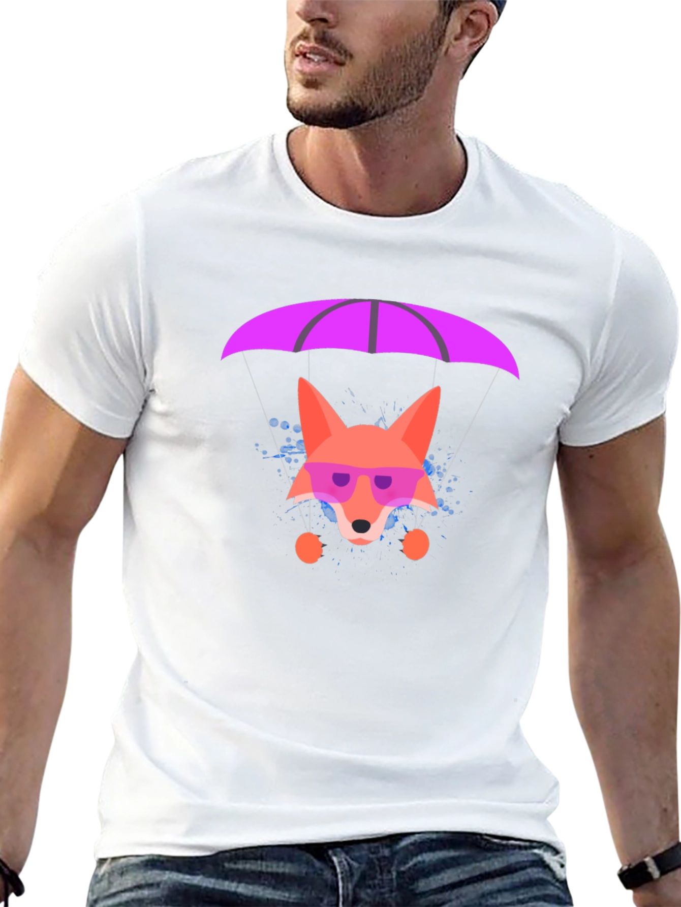 Parachute Fox Graphic Tee - Stylish Black T-Shirt