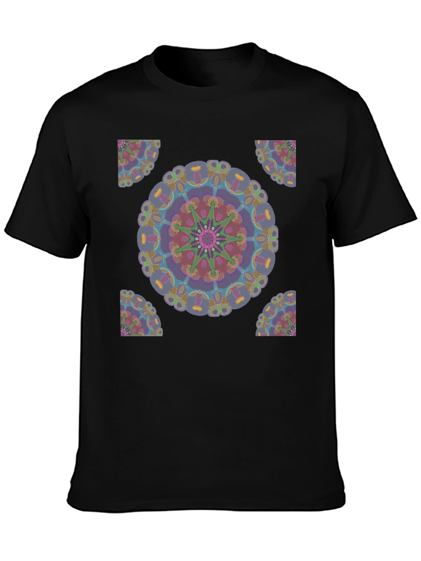 Abstract Mandala Design Black T-Shirt
