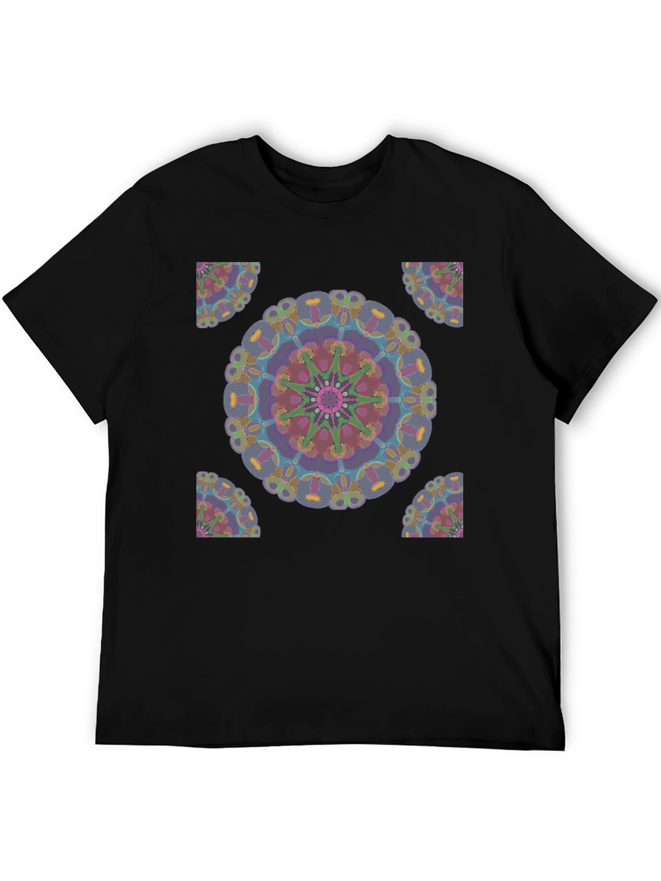 Abstract Mandala Design Black T-Shirt