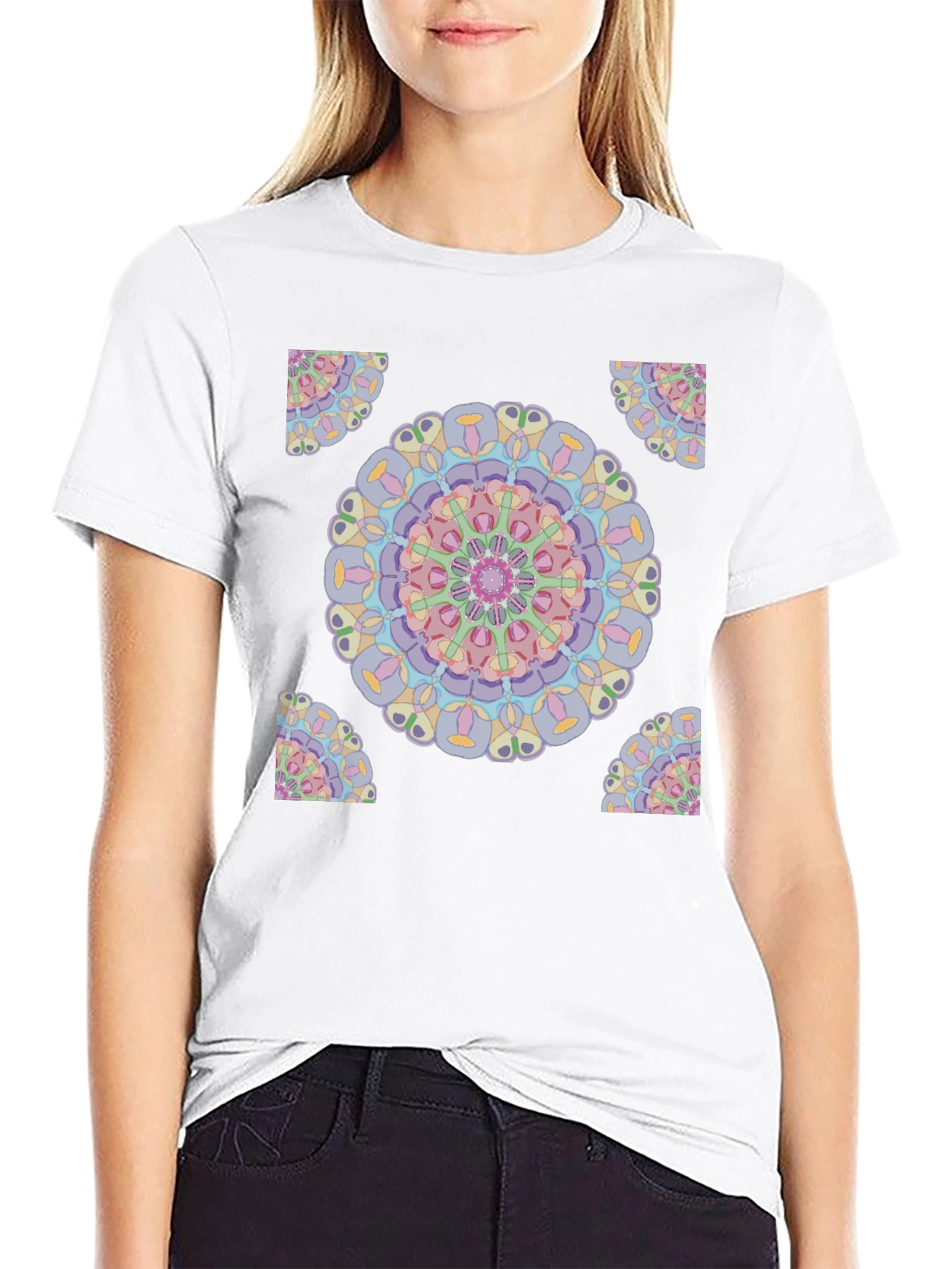 Abstract Mandala Design Black T-Shirt