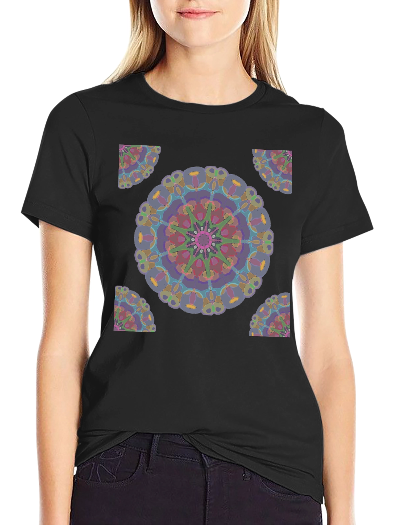 Abstract Mandala Design Black T-Shirt