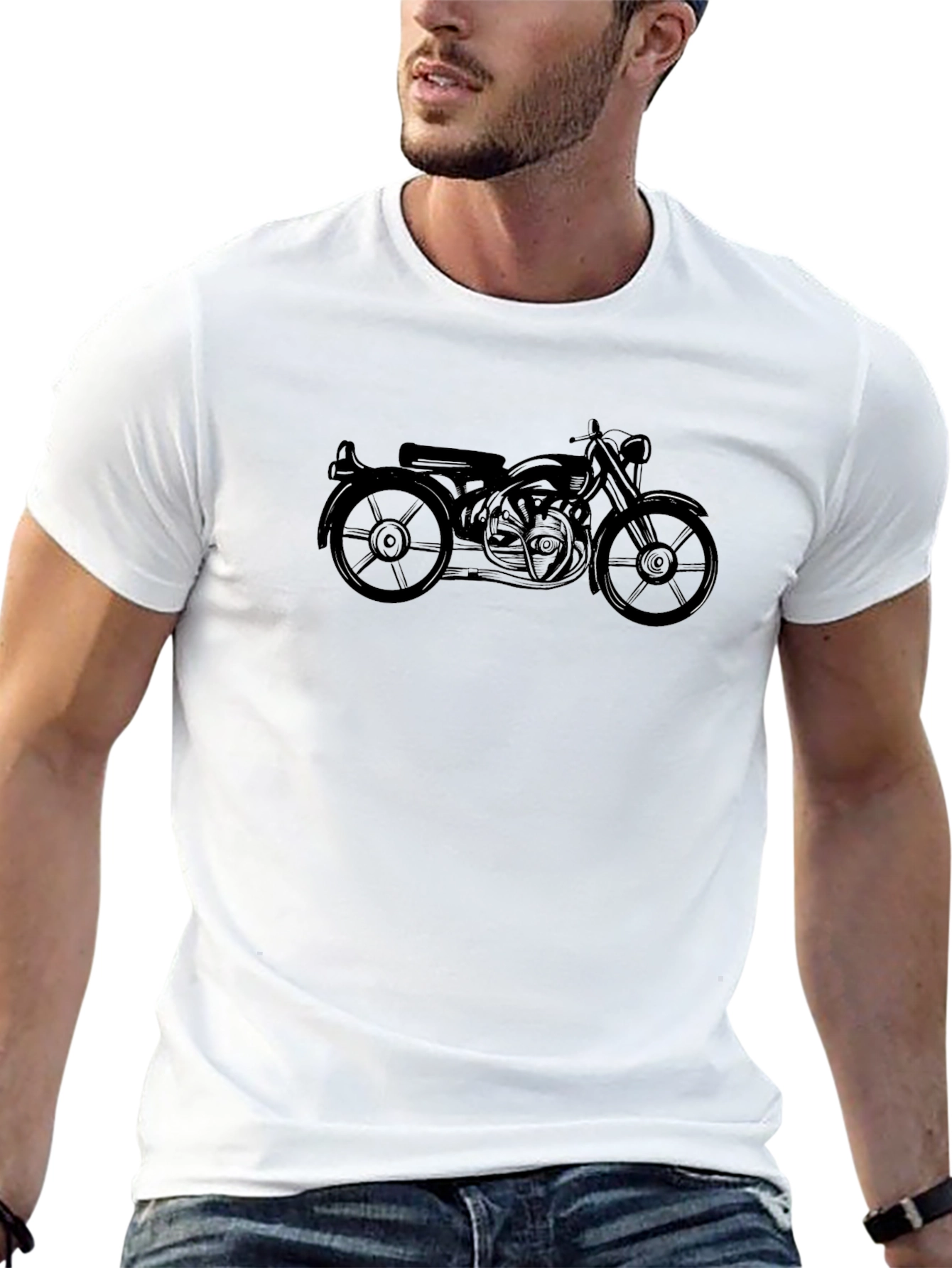 Classic Motorcycle Graphic Tee - Black