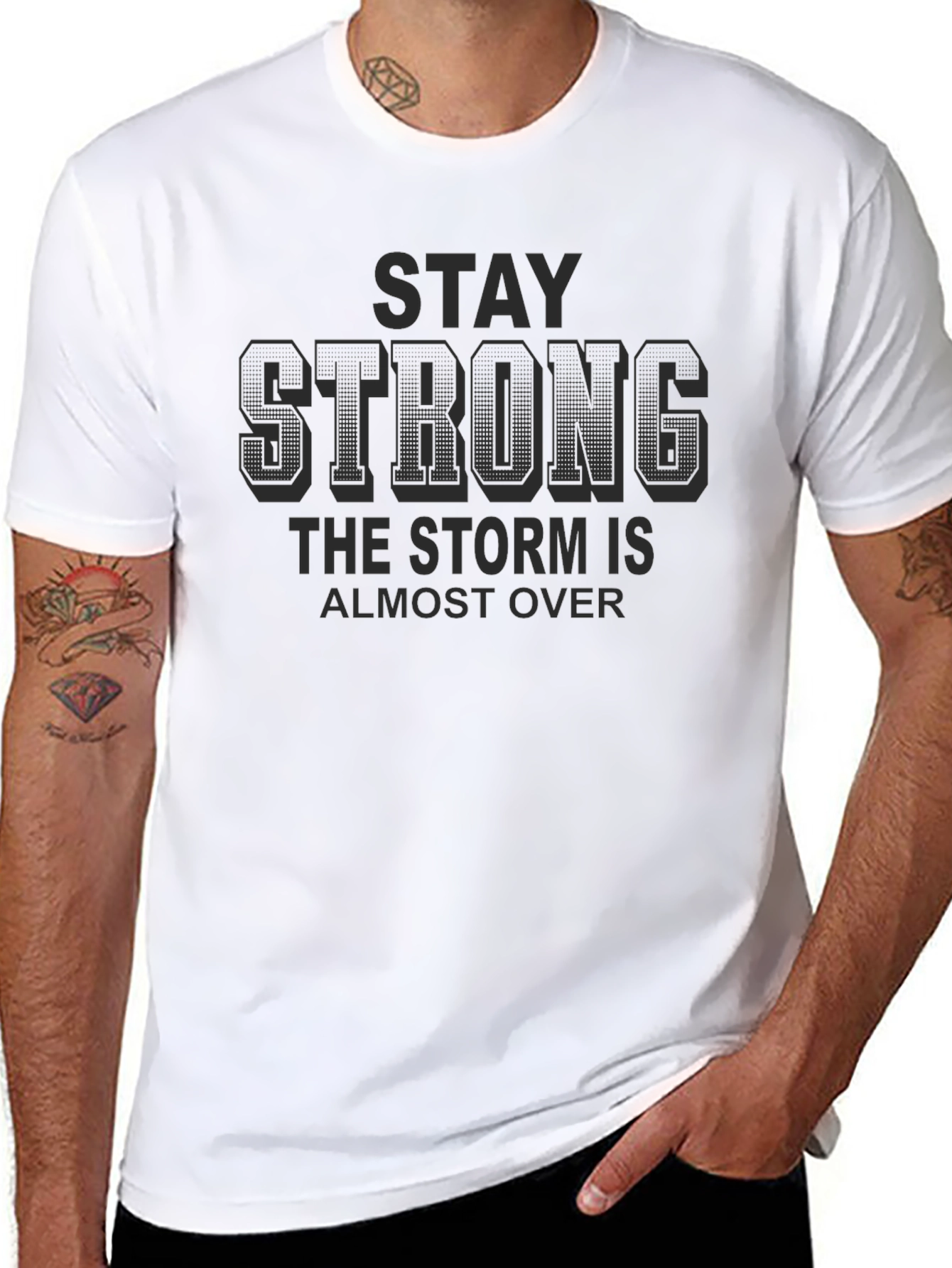 Stay Strong Black Graphic T-Shirt