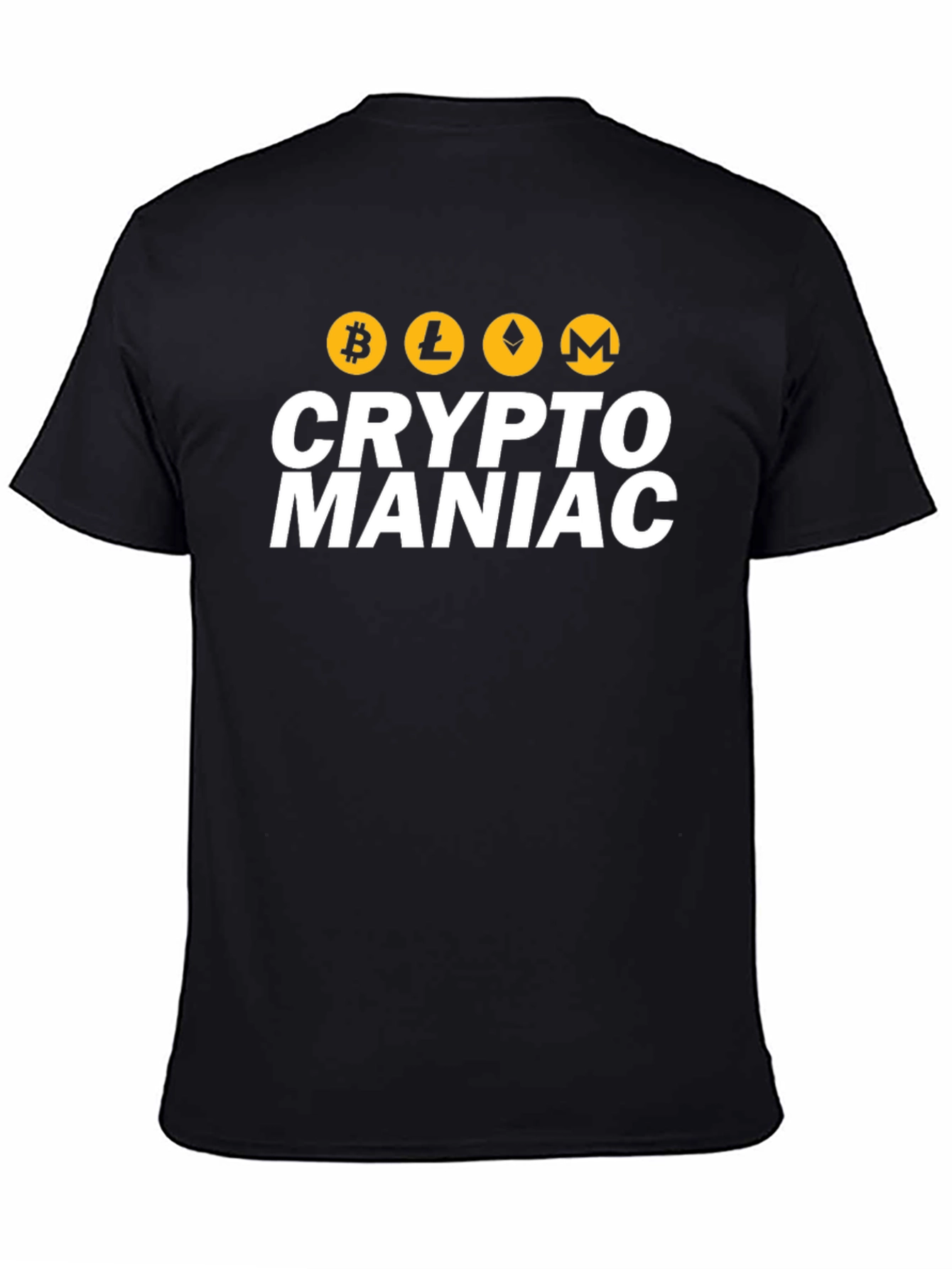 Crypto Maniac Black T-Shirt - Bitcoin Litecoin Ethereum Monero