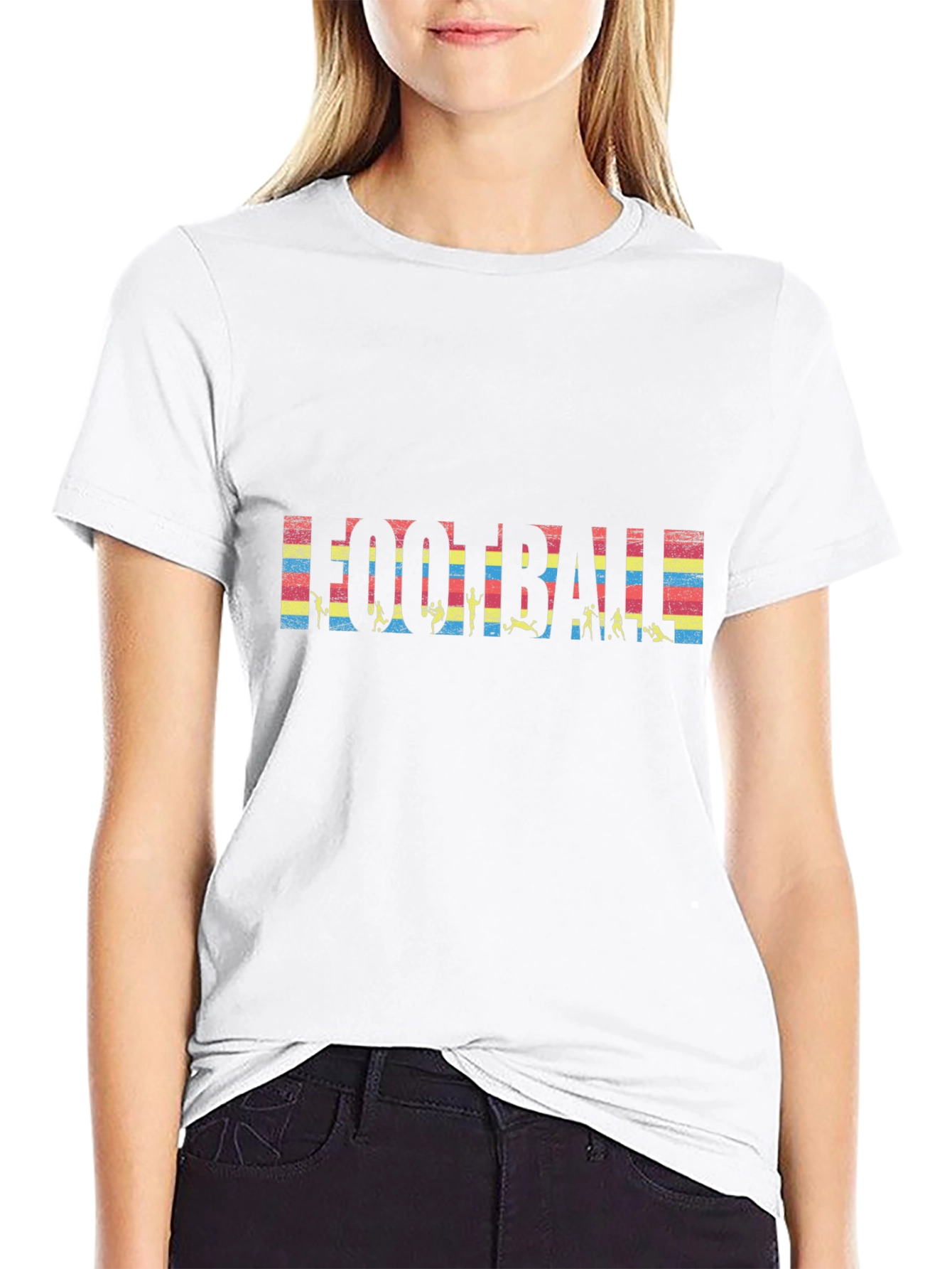 Football Graphic Tee - Retro Stripe Design