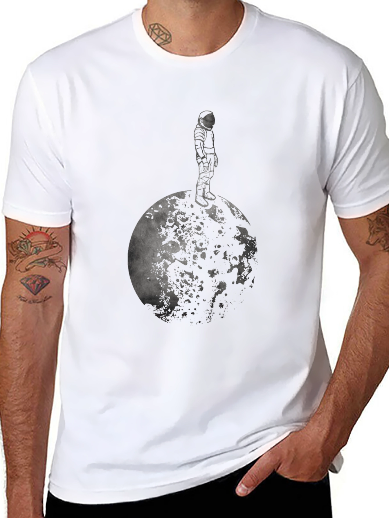 Astronaut on the Moon Black T-Shirt