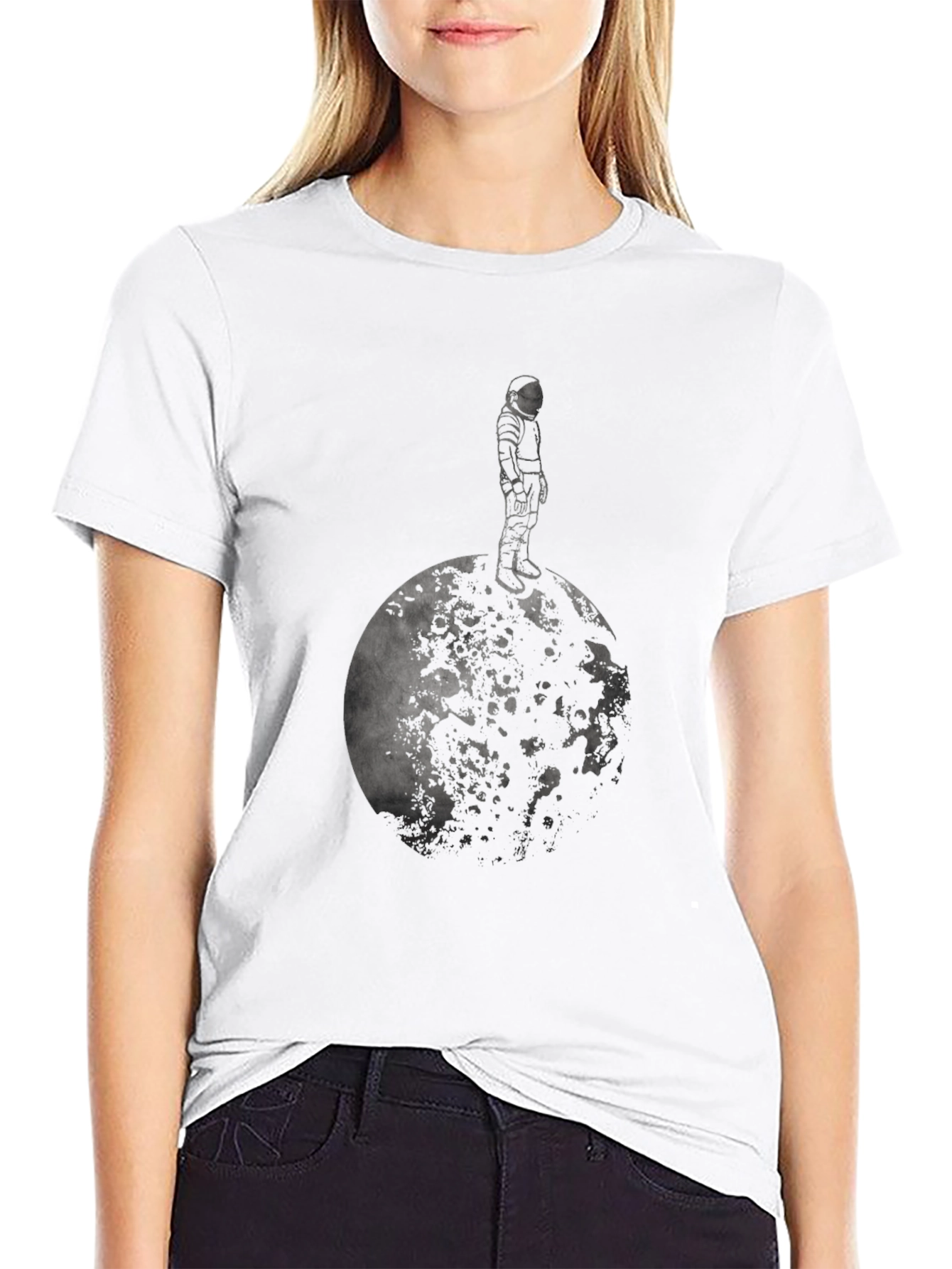 Astronaut on the Moon Black T-Shirt