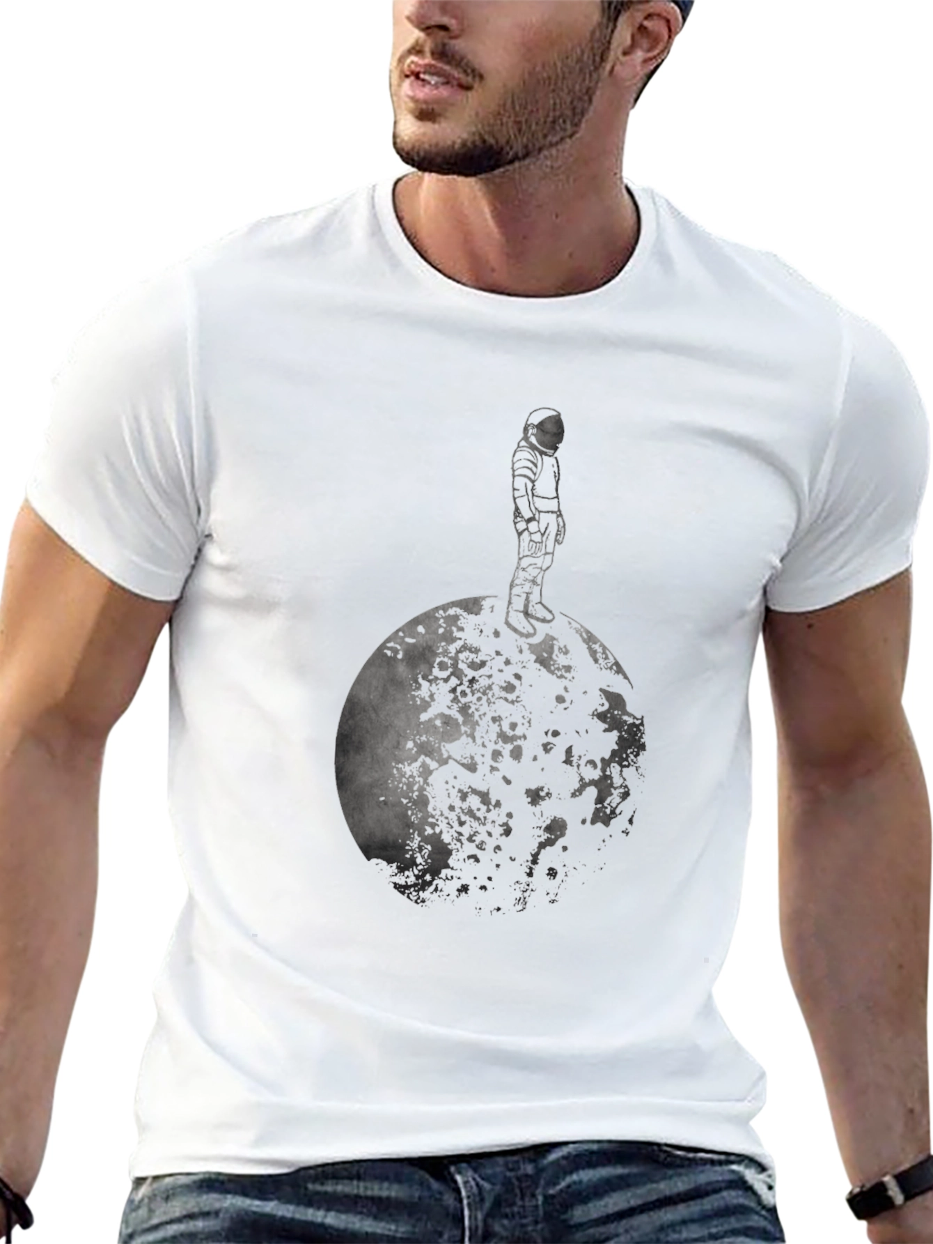 Astronaut on the Moon Black T-Shirt