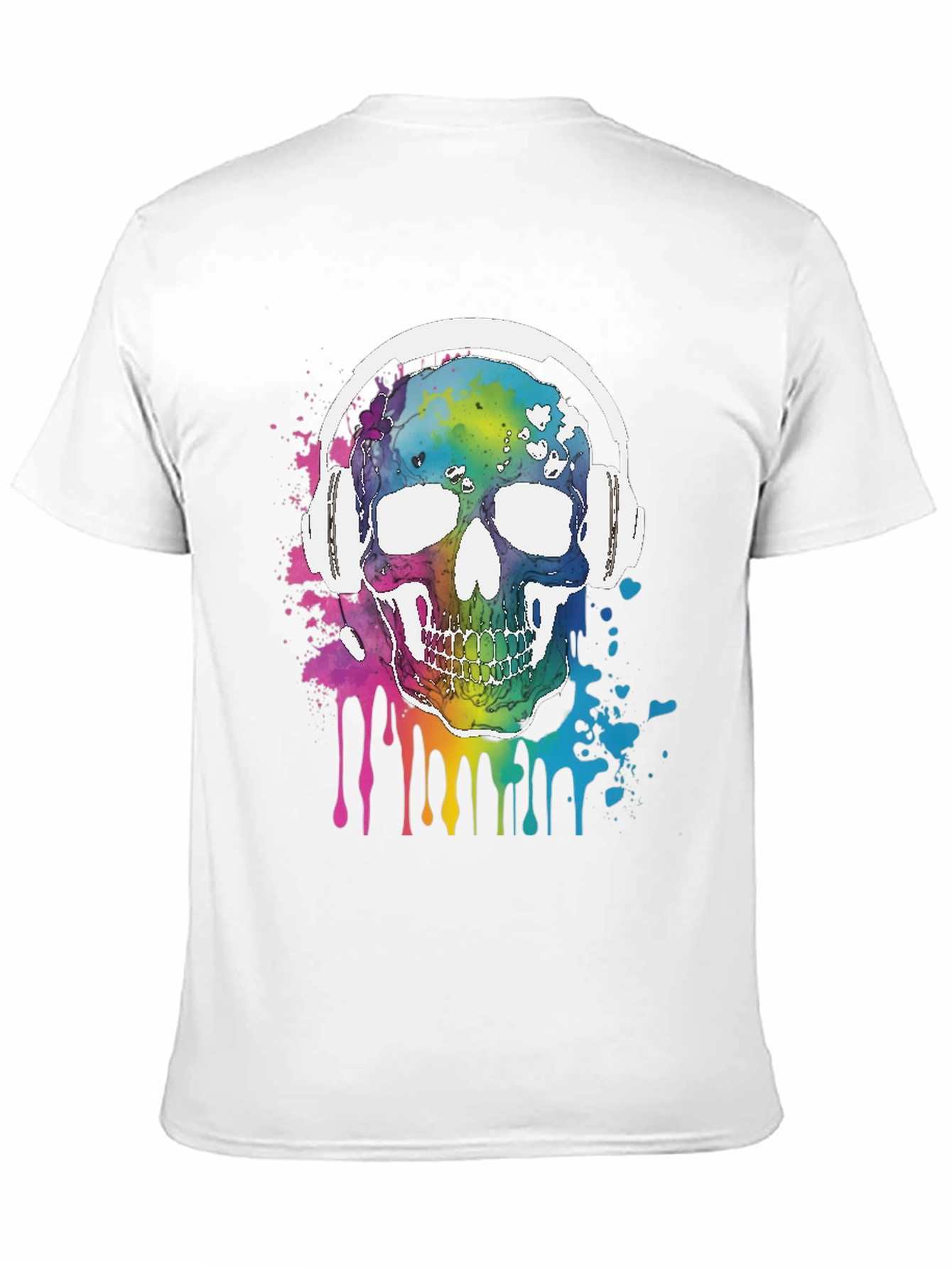 Rainbow Skull Headphones Graphic Tee - Music Lover
