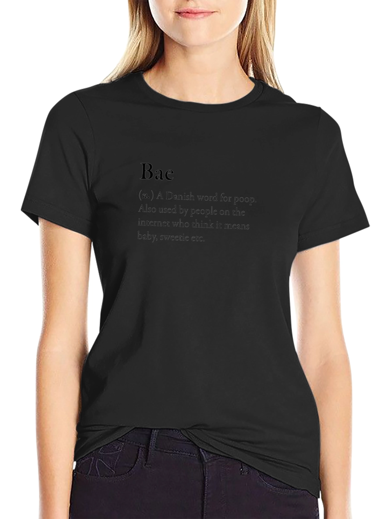 Humorous Bae Definition Black T-Shirt