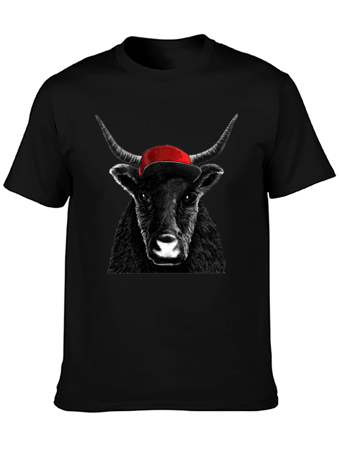 Bull in Cap Graphic Tee - Cool Animal Design