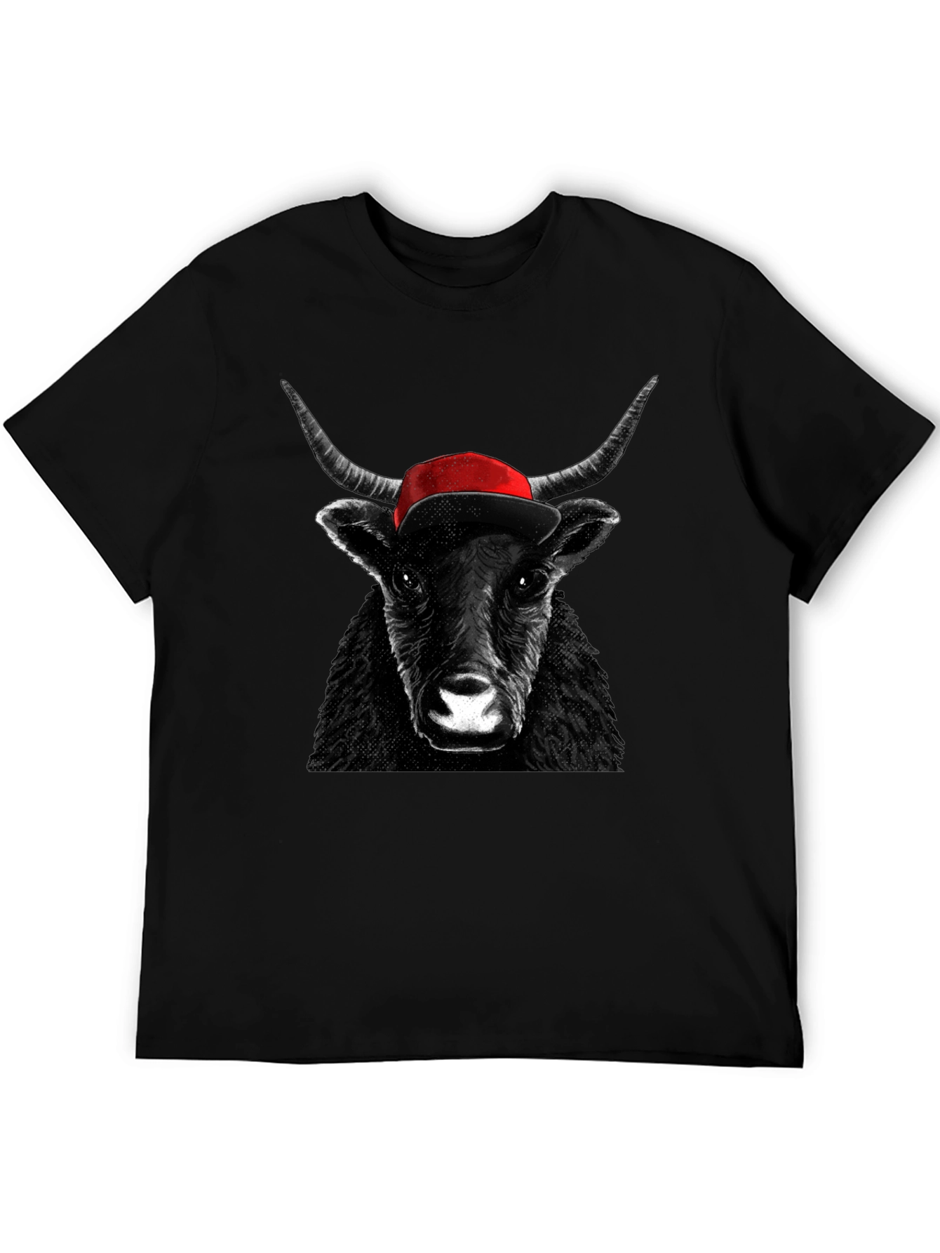 Bull in Cap Graphic Tee - Cool Animal Design