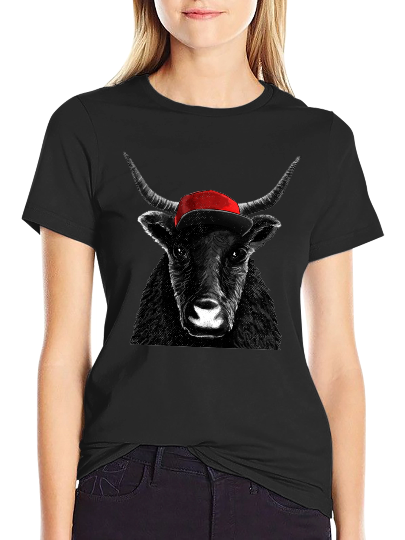 Bull in Cap Graphic Tee - Cool Animal Design