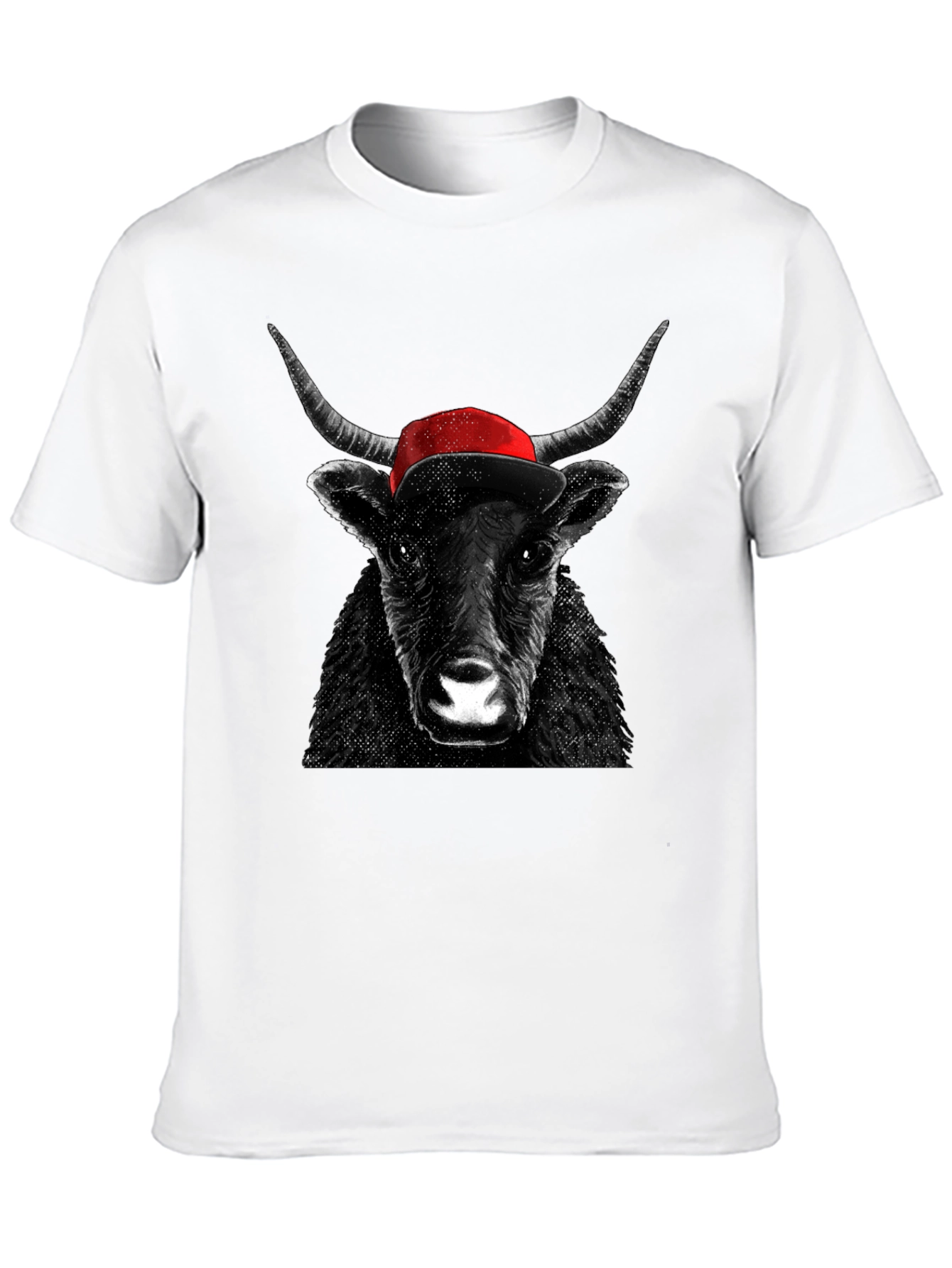 Bull in Cap Graphic Tee - Cool Animal Design