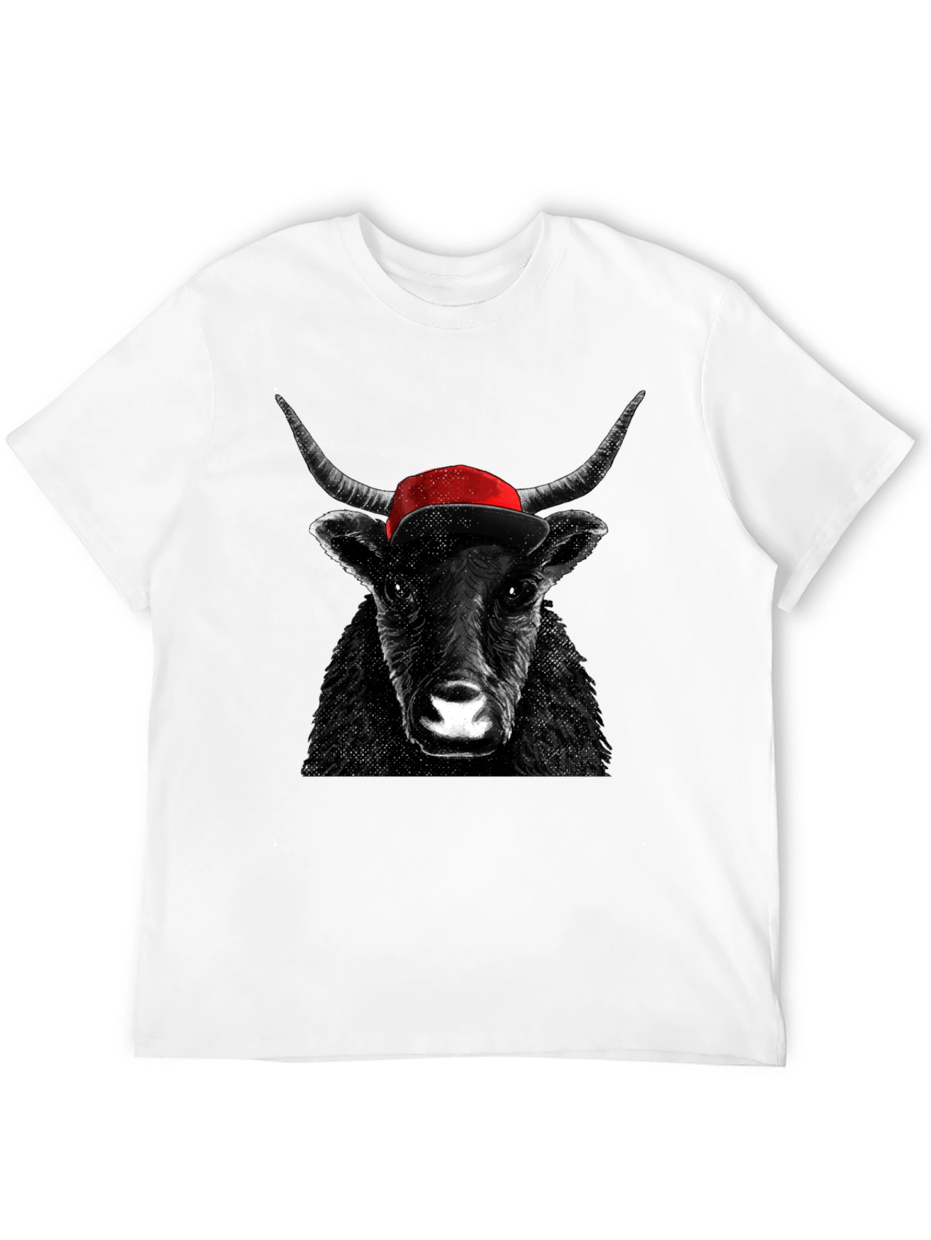 Bull in Cap Graphic Tee - Cool Animal Design