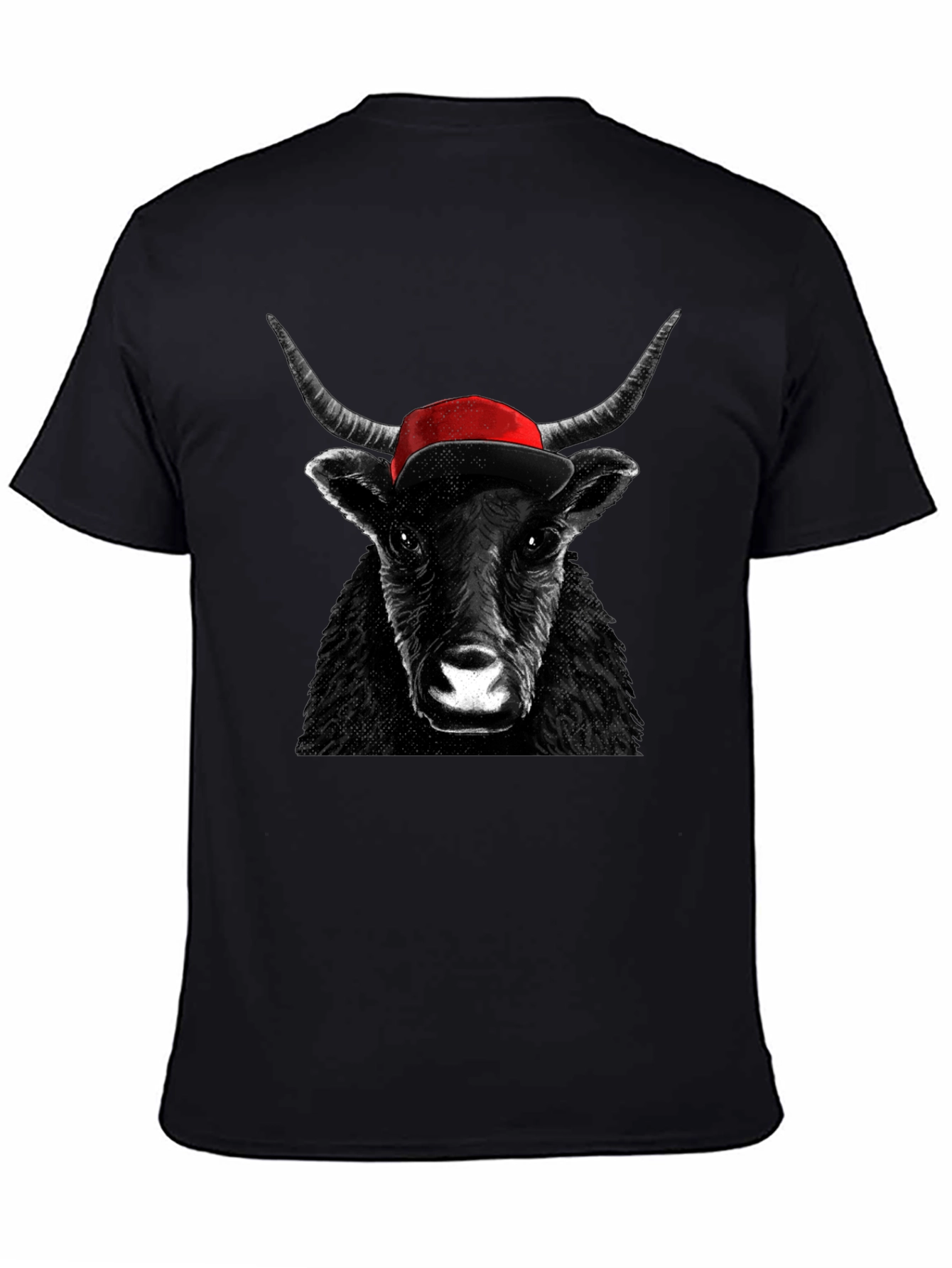 Bull in Cap Graphic Tee - Cool Animal Design