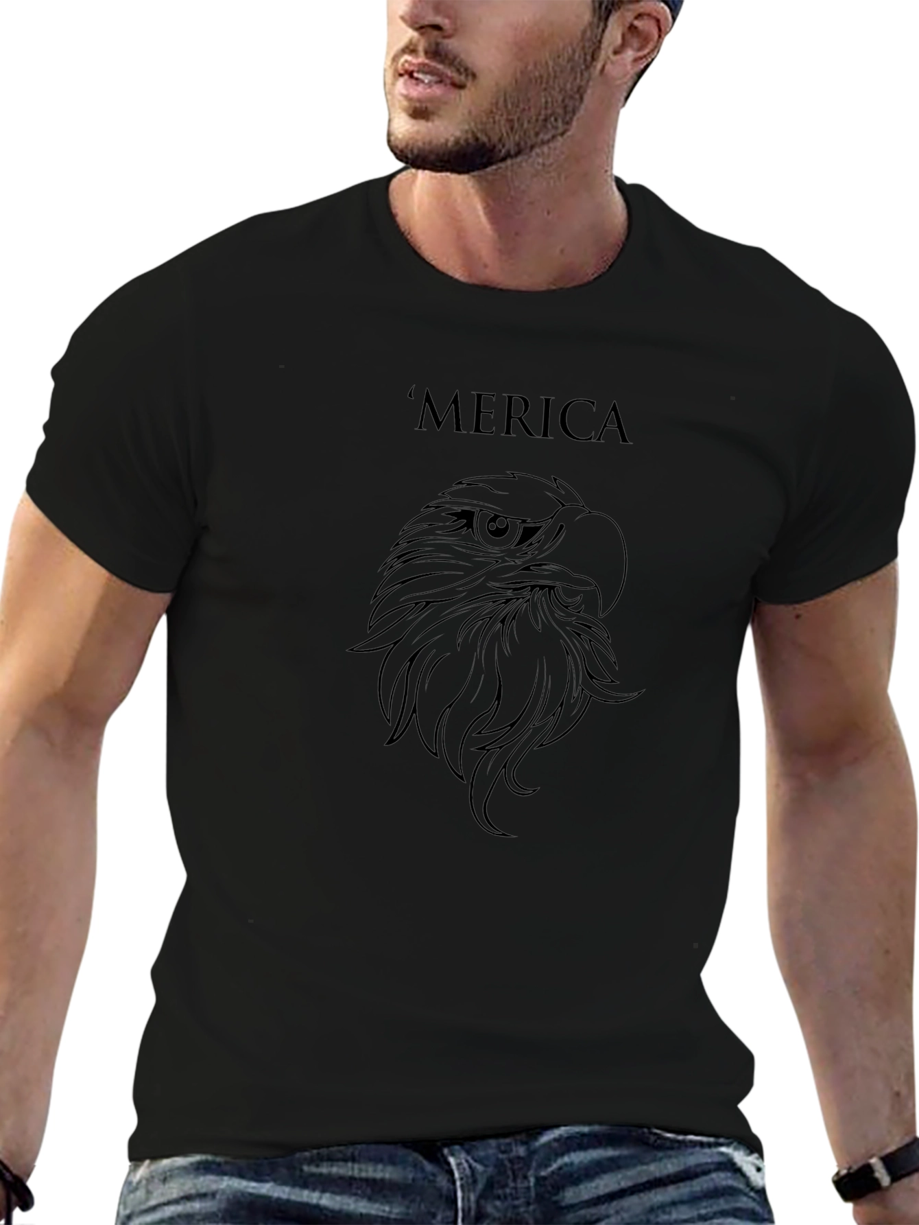 Merica Eagle Graphic Tee - Patriotic Black T-Shirt