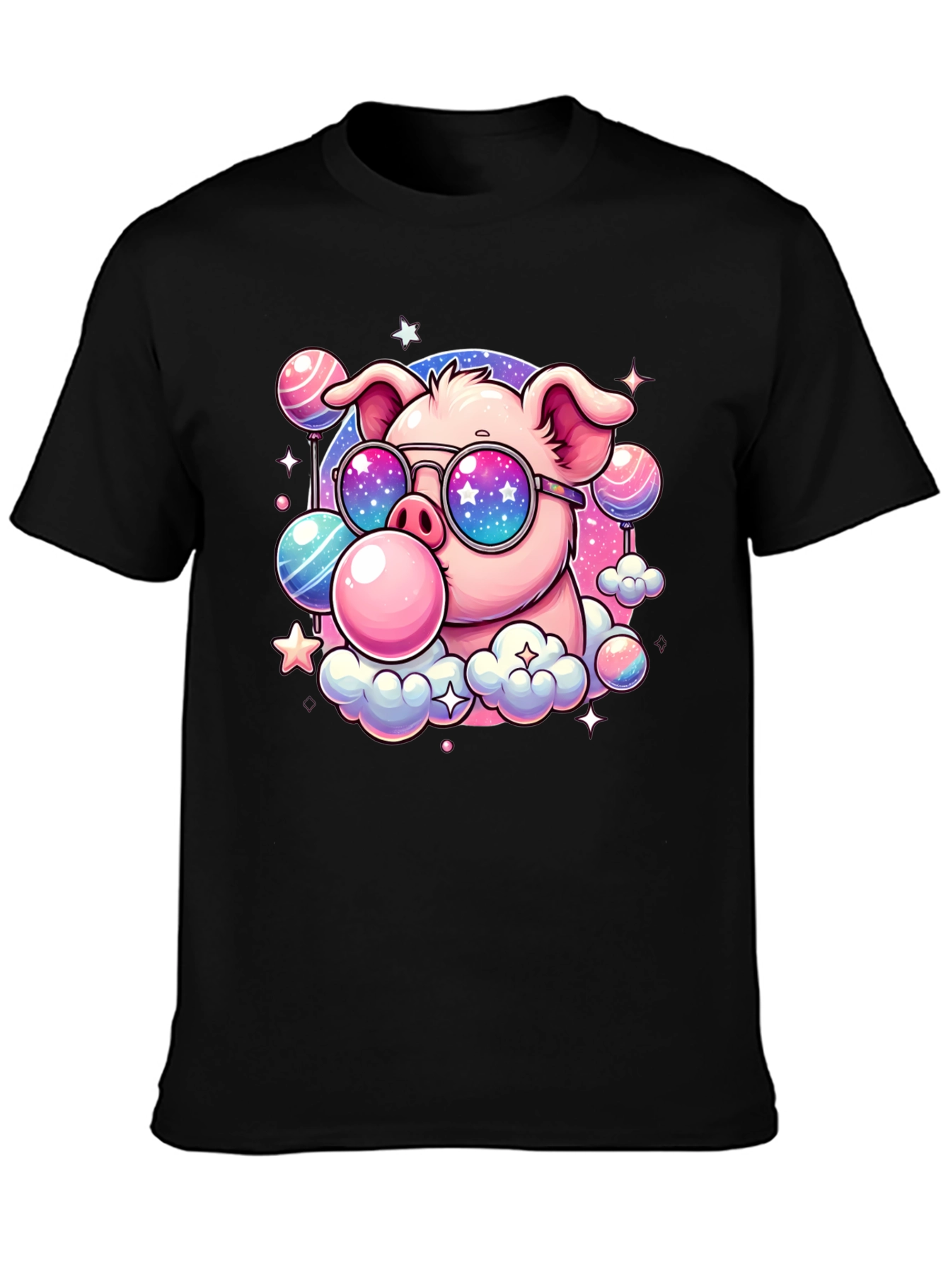 Cool Pig Bubble Gum Graphic Tee - Black