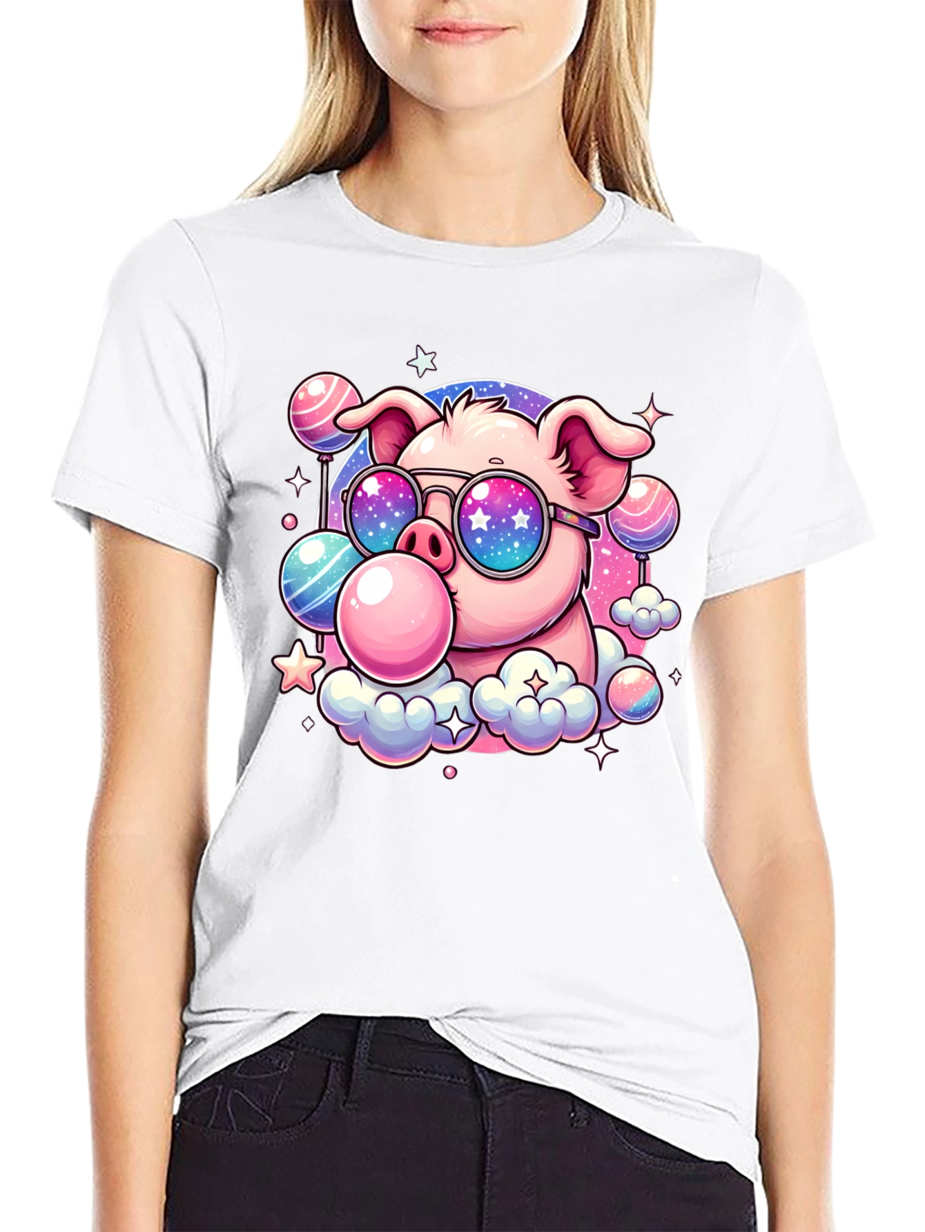 Cool Pig Bubble Gum Graphic Tee - Black