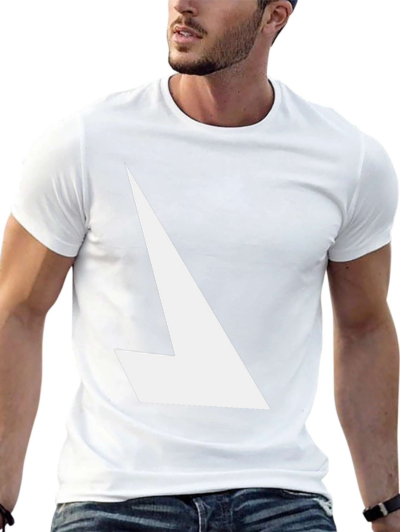 Modern Graphic Tee - Black with White Angle Design