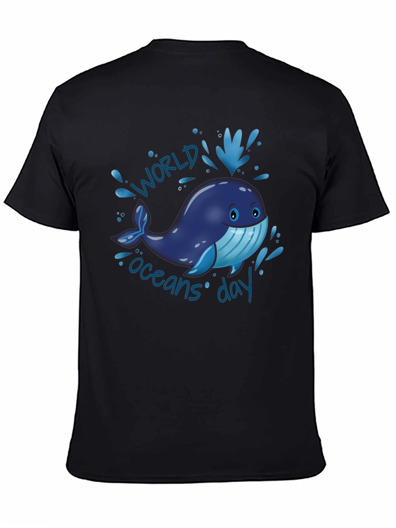 World Oceans Day Whale Graphic T-Shirt - Black