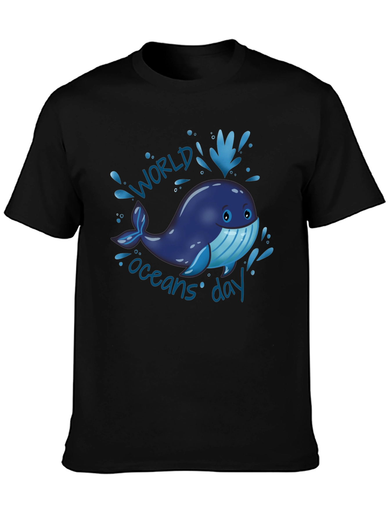World Oceans Day Whale Graphic T-Shirt - Black