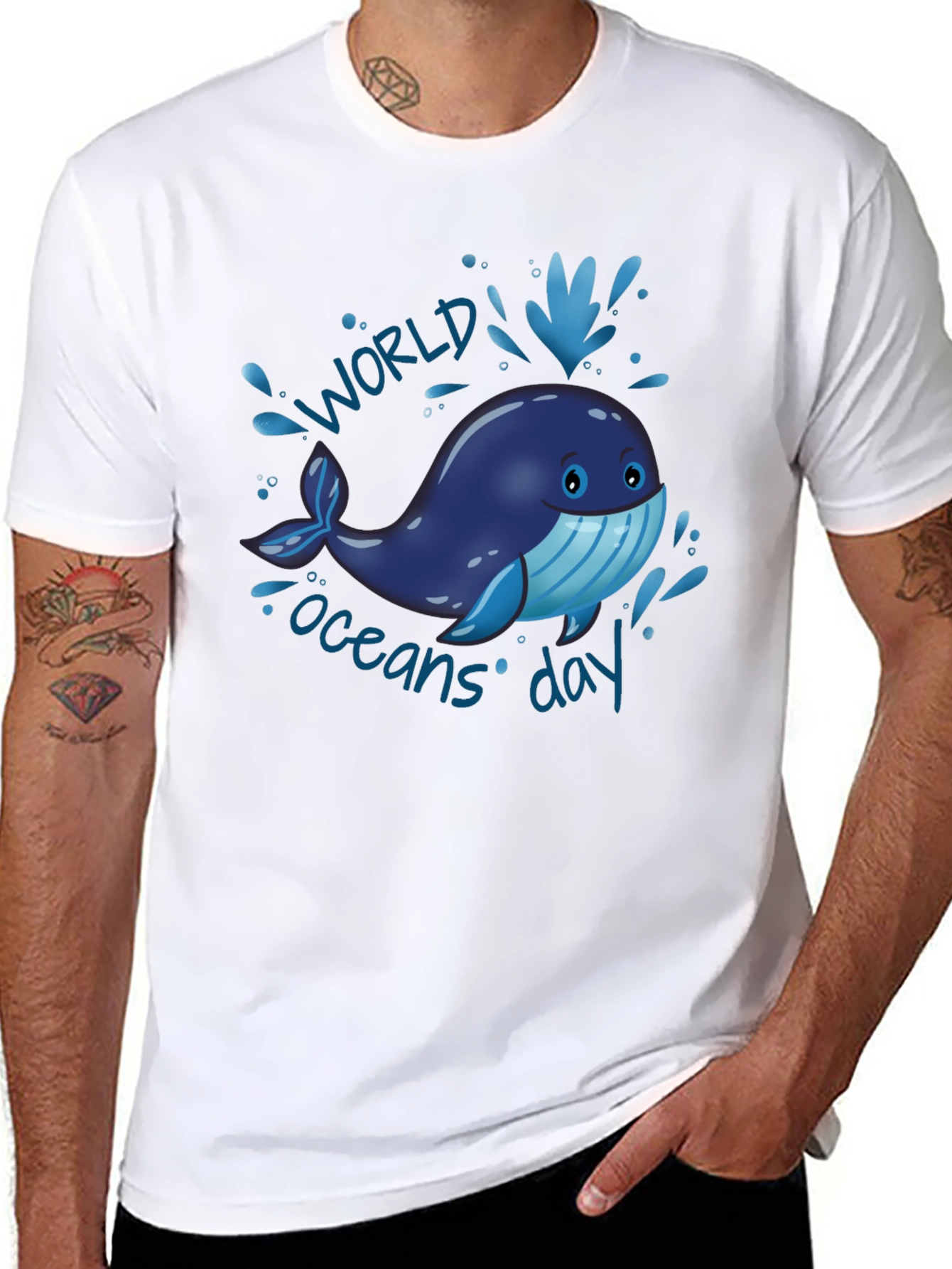 World Oceans Day Whale Graphic T-Shirt - Black