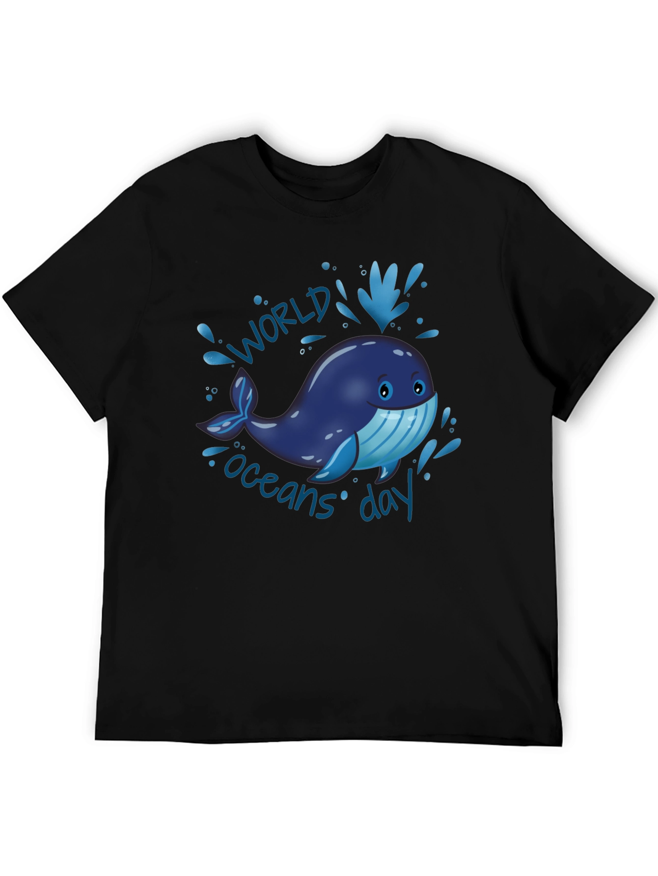 World Oceans Day Whale Graphic T-Shirt - Black
