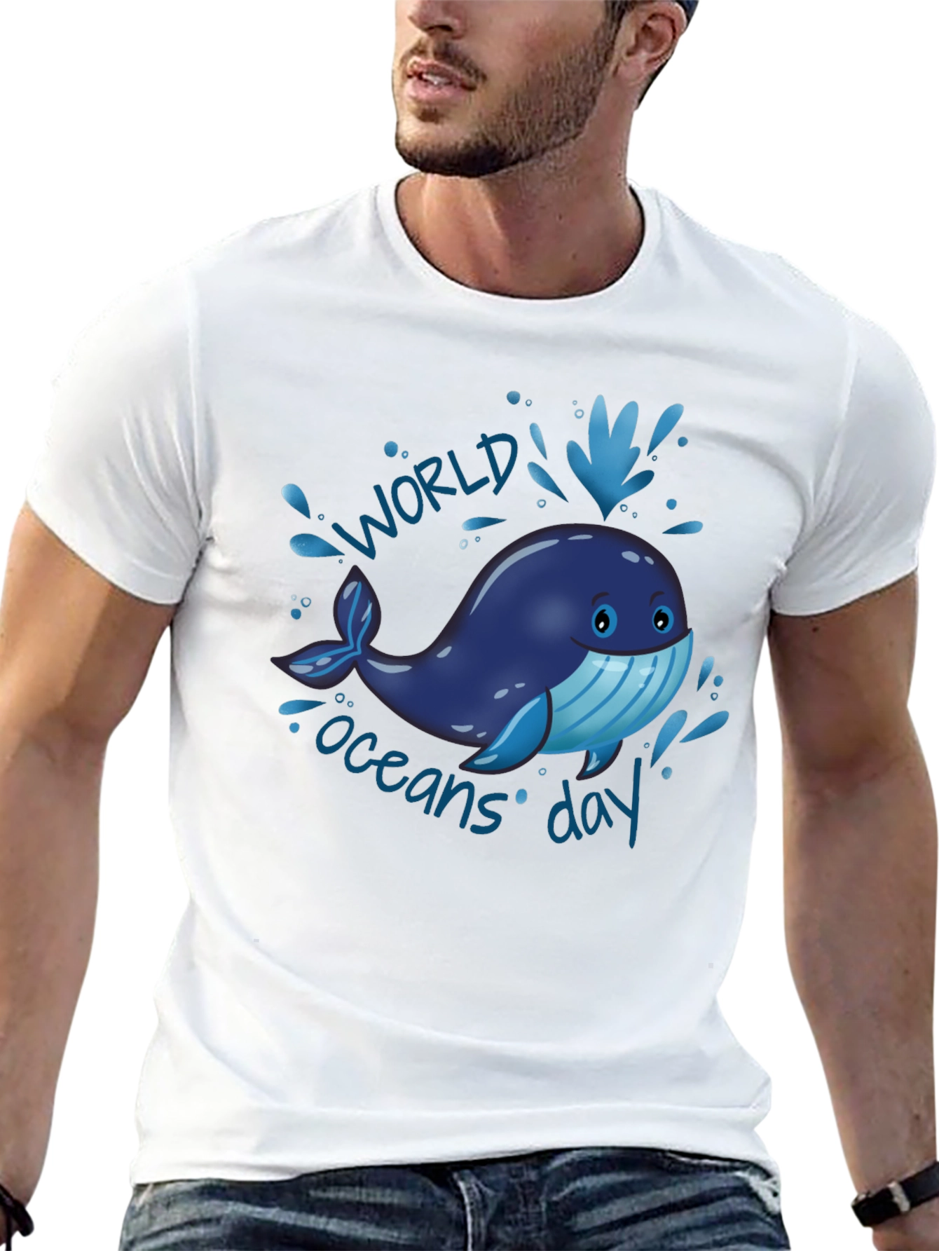 World Oceans Day Whale Graphic T-Shirt - Black
