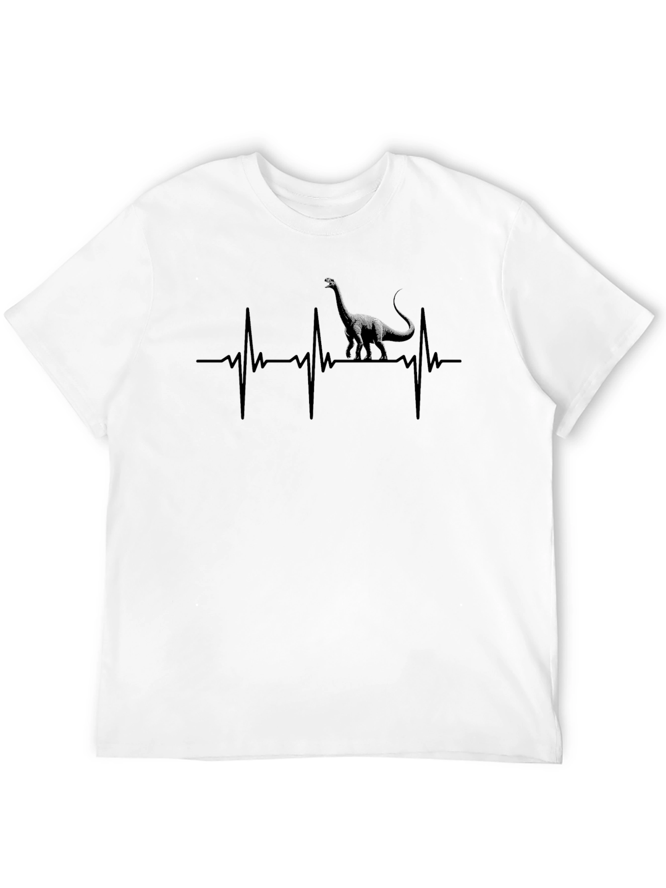 Dino Heartbeat Graphic Tee - Black Cotton T-Shirt