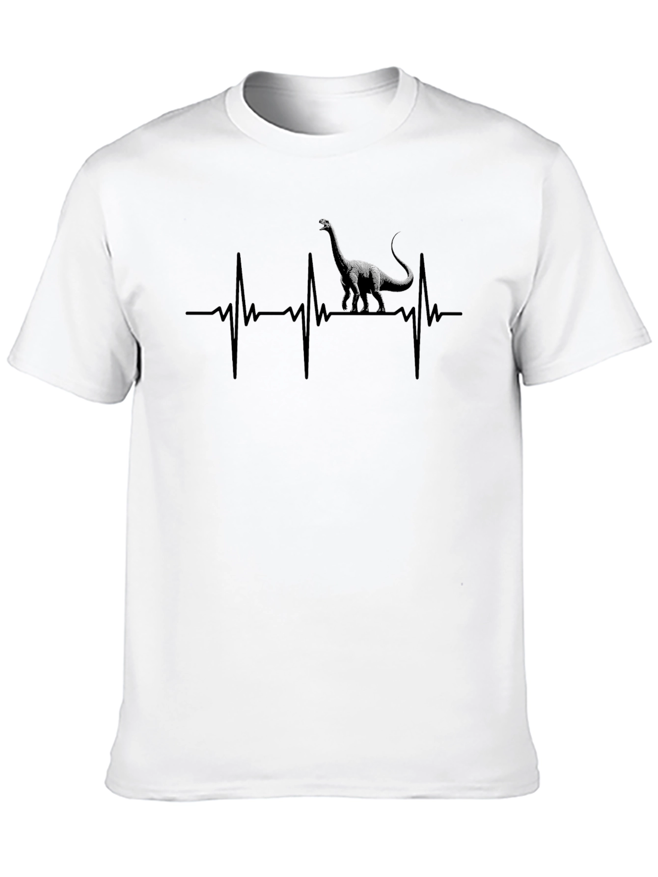 Dino Heartbeat Graphic Tee - Black Cotton T-Shirt