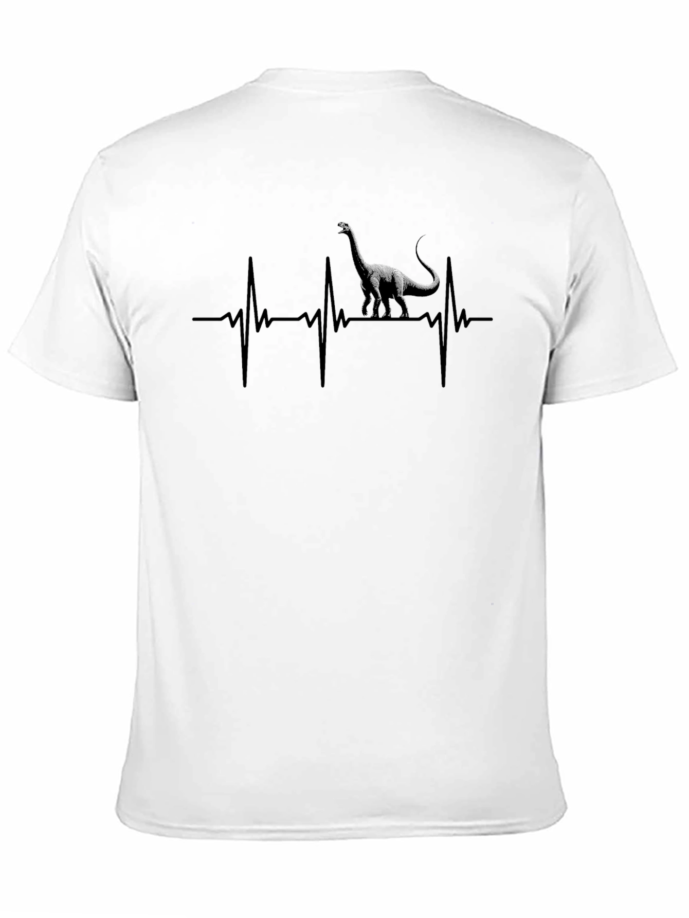 Dino Heartbeat Graphic Tee - Black Cotton T-Shirt