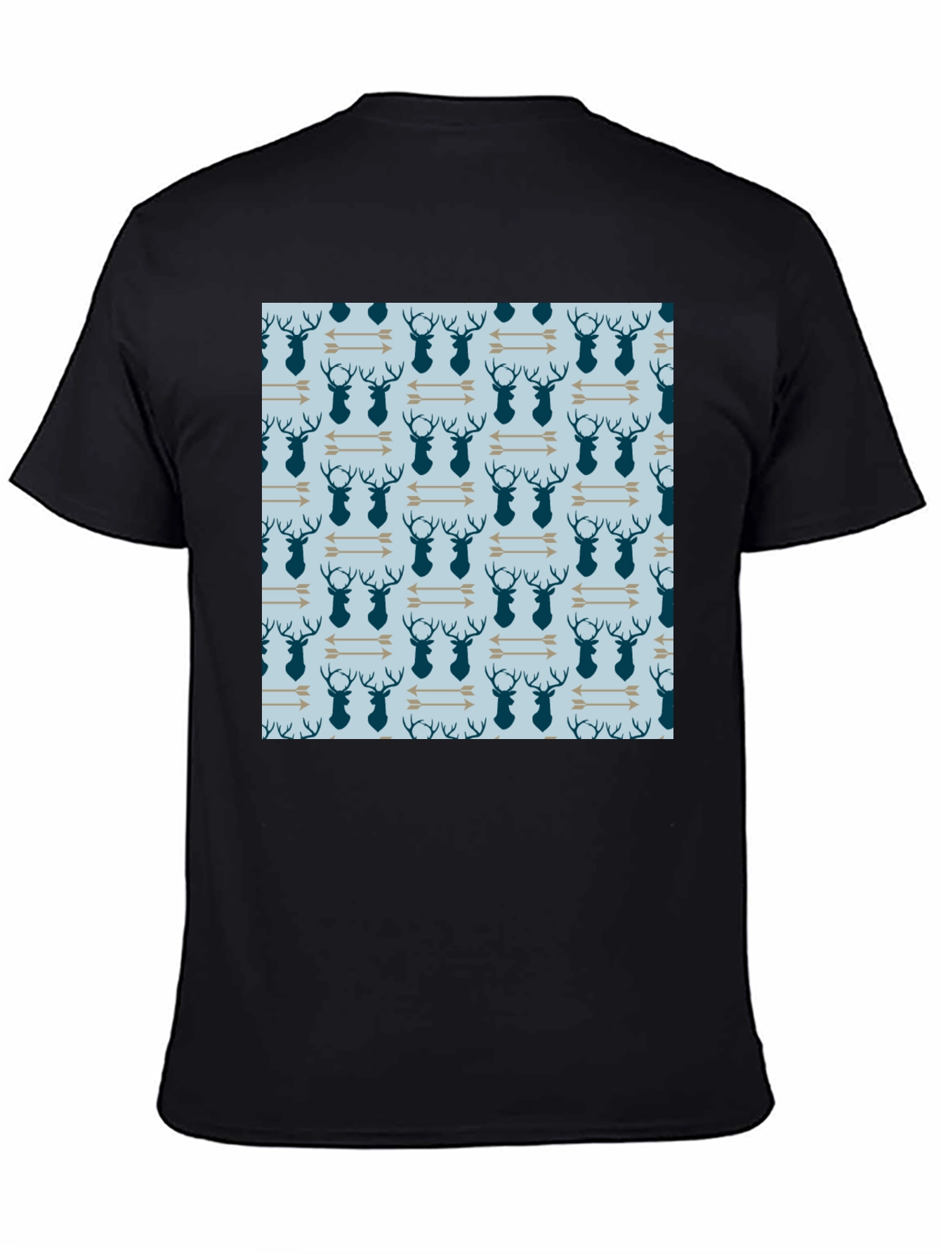Deer & Arrow Pattern Tee - Classic Black